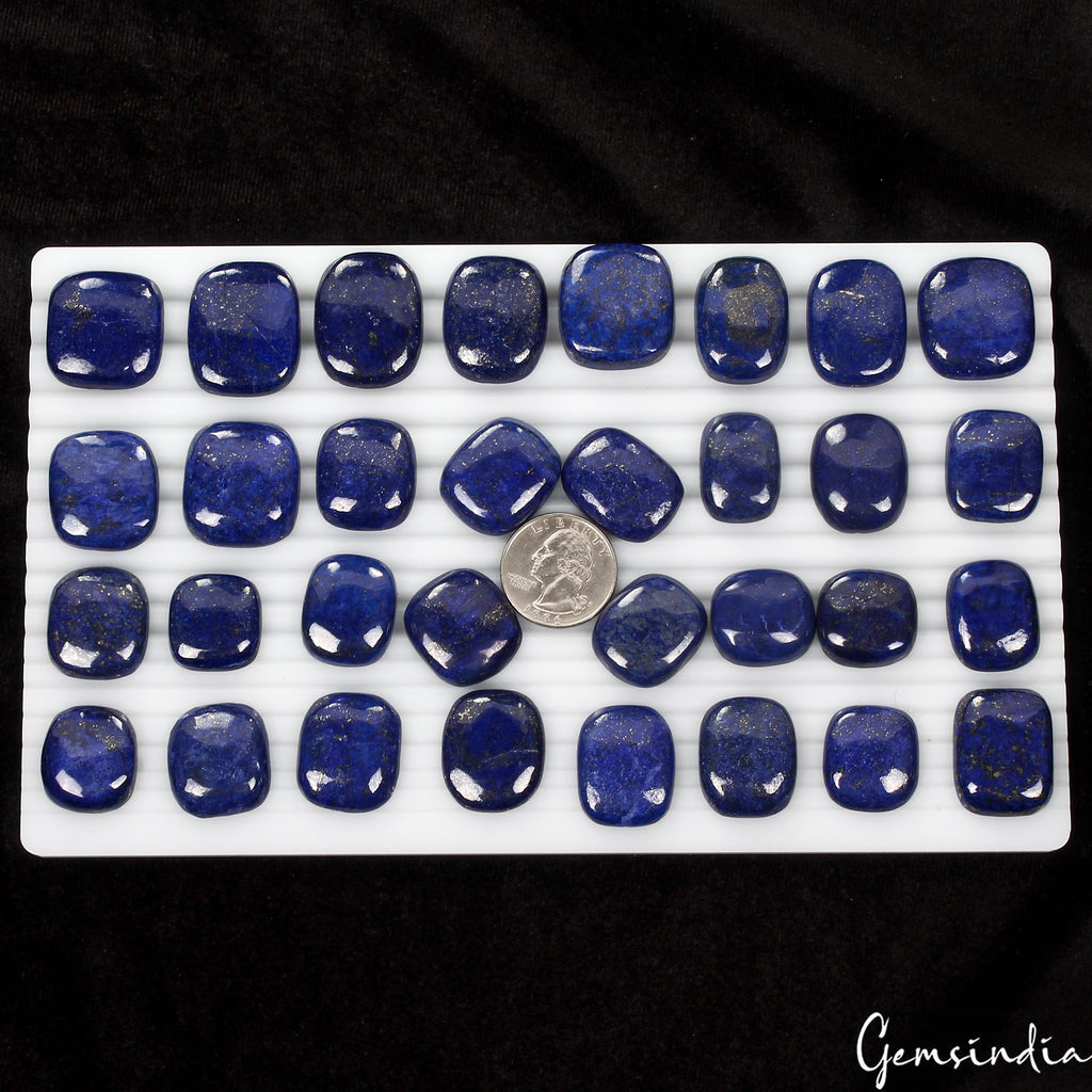 1000 Ct/32 Pc Natural Blue Lapis Lazuli Gold Flecks Cushion Loose Wholesale Gems