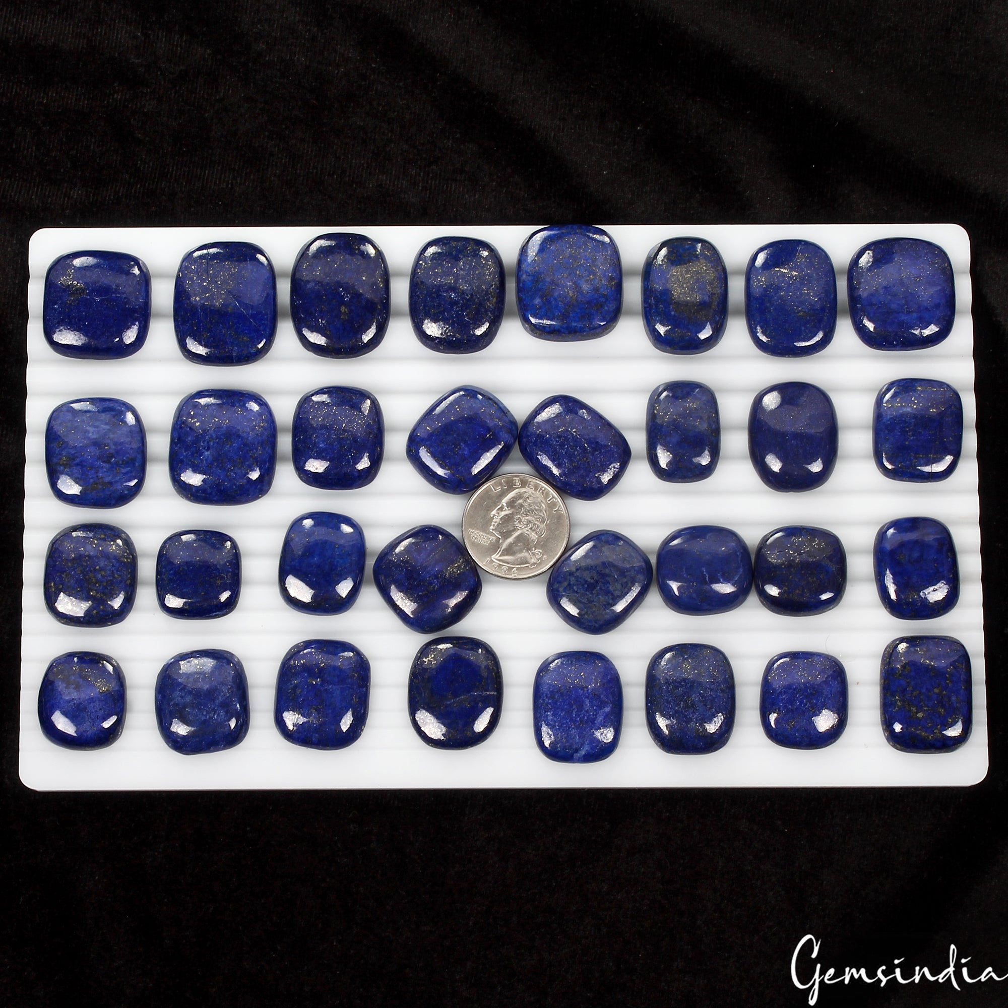 1000 Ct/32 Pc Natural Blue Lapis Lazuli Gold Flecks Cushion Loose Wholesale Gems