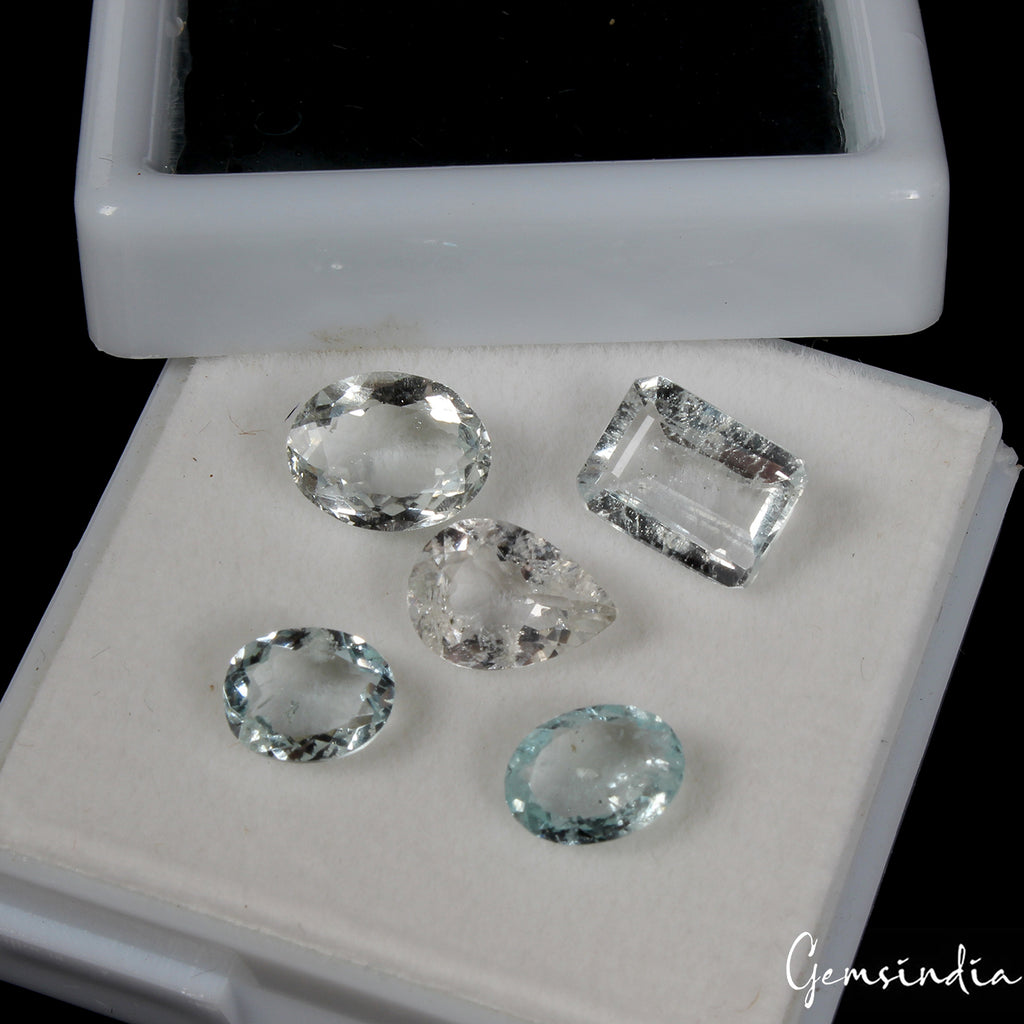 Aquamarine Lot, Loose Gemstone, Untreated, Blue — 5 Pieces, 7mm to 10mm, 8.40 Ct, Brazil