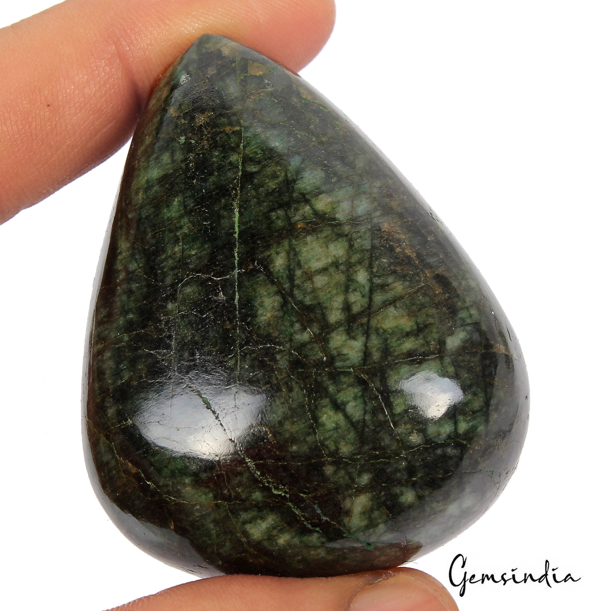 Emerald Cabochon, Color Enhanced, Green — 58 x 46 x 30mm, 640 Ct, Zambia