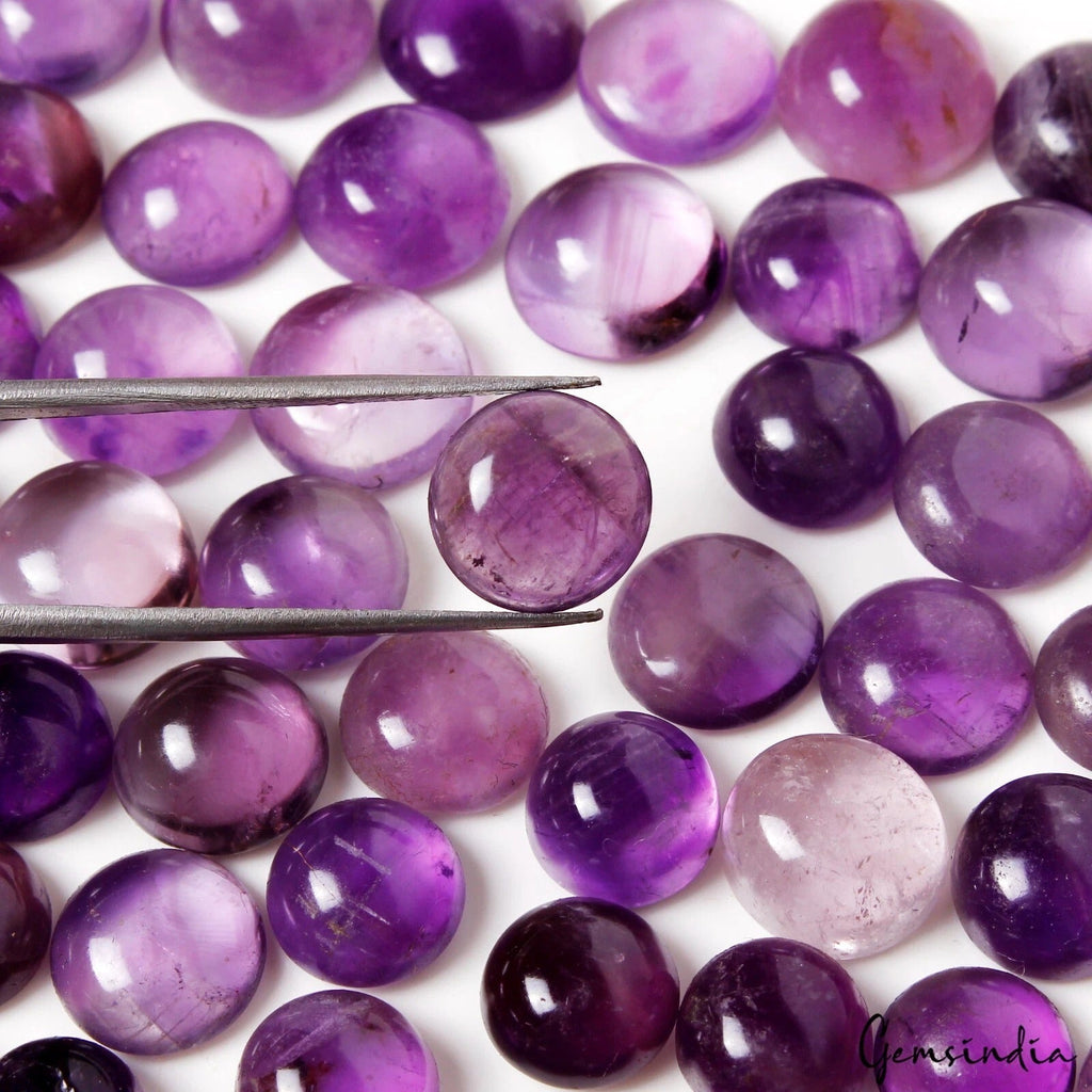 Certified 175.80 Ct Natural Untreated Purple Amethyst Round Cab Loose Gems Lot~