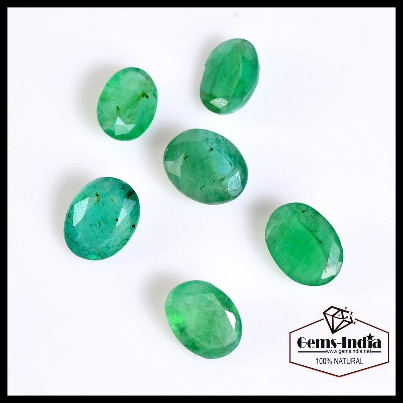 Certified 17.50 Cts/6 Pcs Natural Untreated Zambian Green Emerald Oval Cut Gems