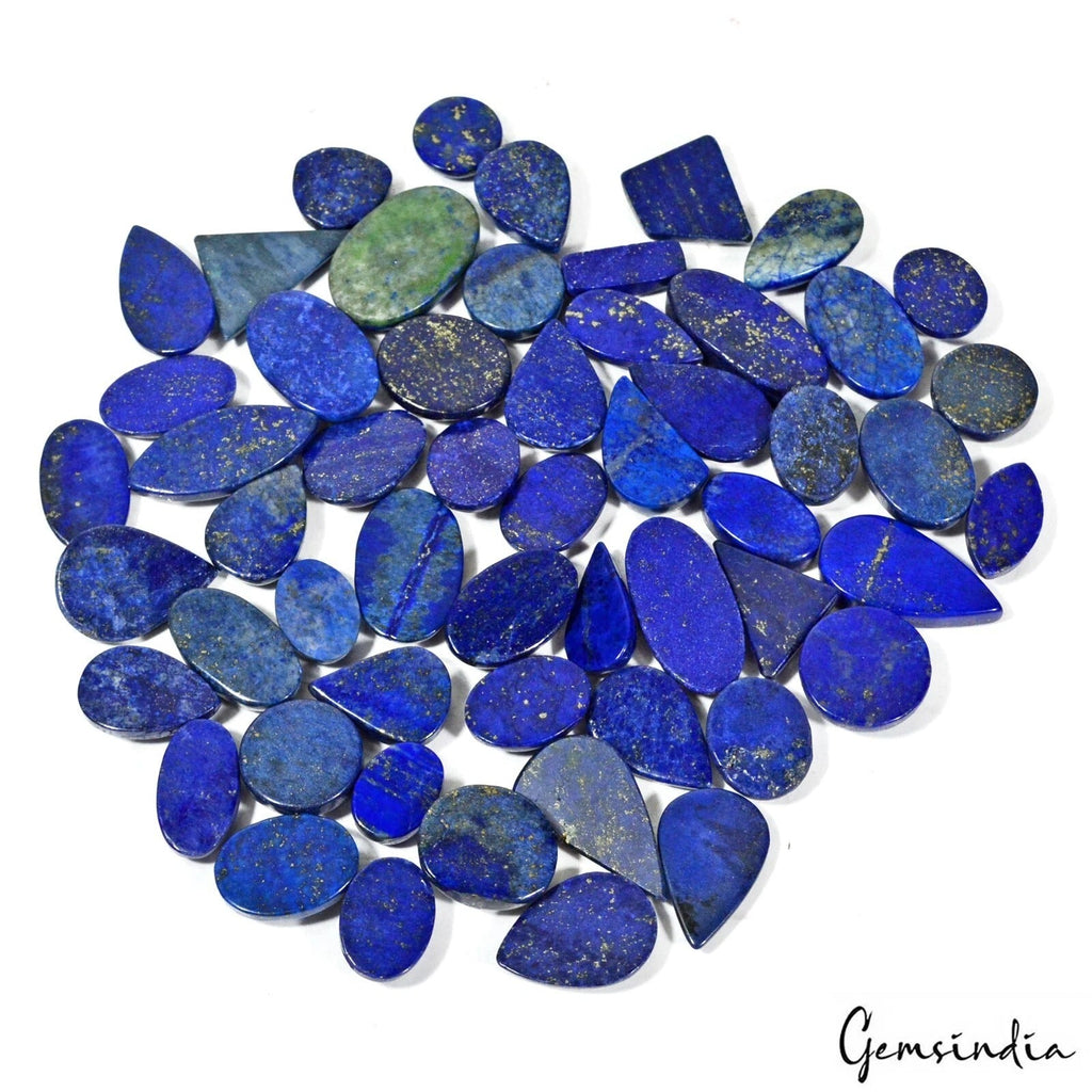 1220 Ct/55 Pcs Natural Blue Lapis Lazuli With Gold Flecks Mix Cab Wholesale Gems