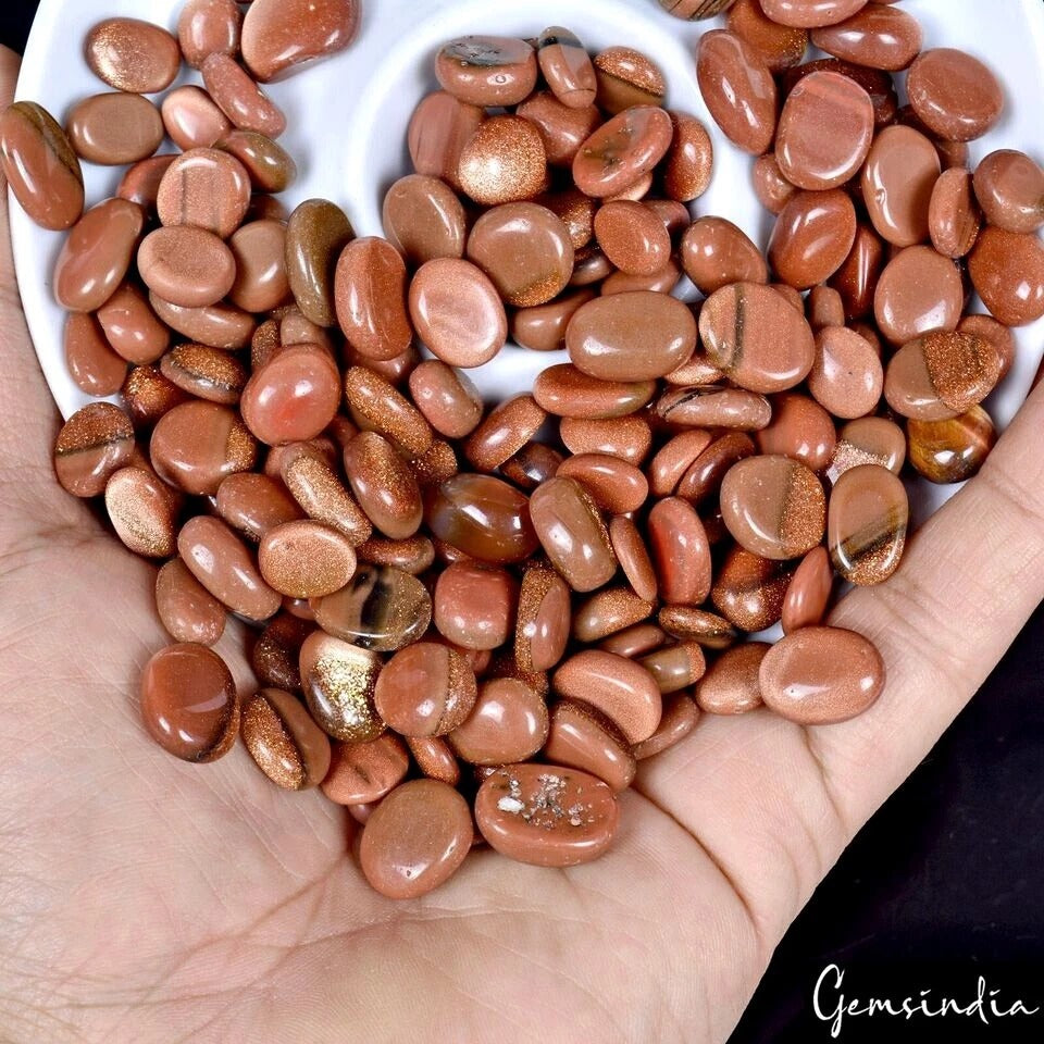 1000 Ct/194Pcs Natural Brown Glittering Shine Sunstone Oval Cab Gems For Jewelry