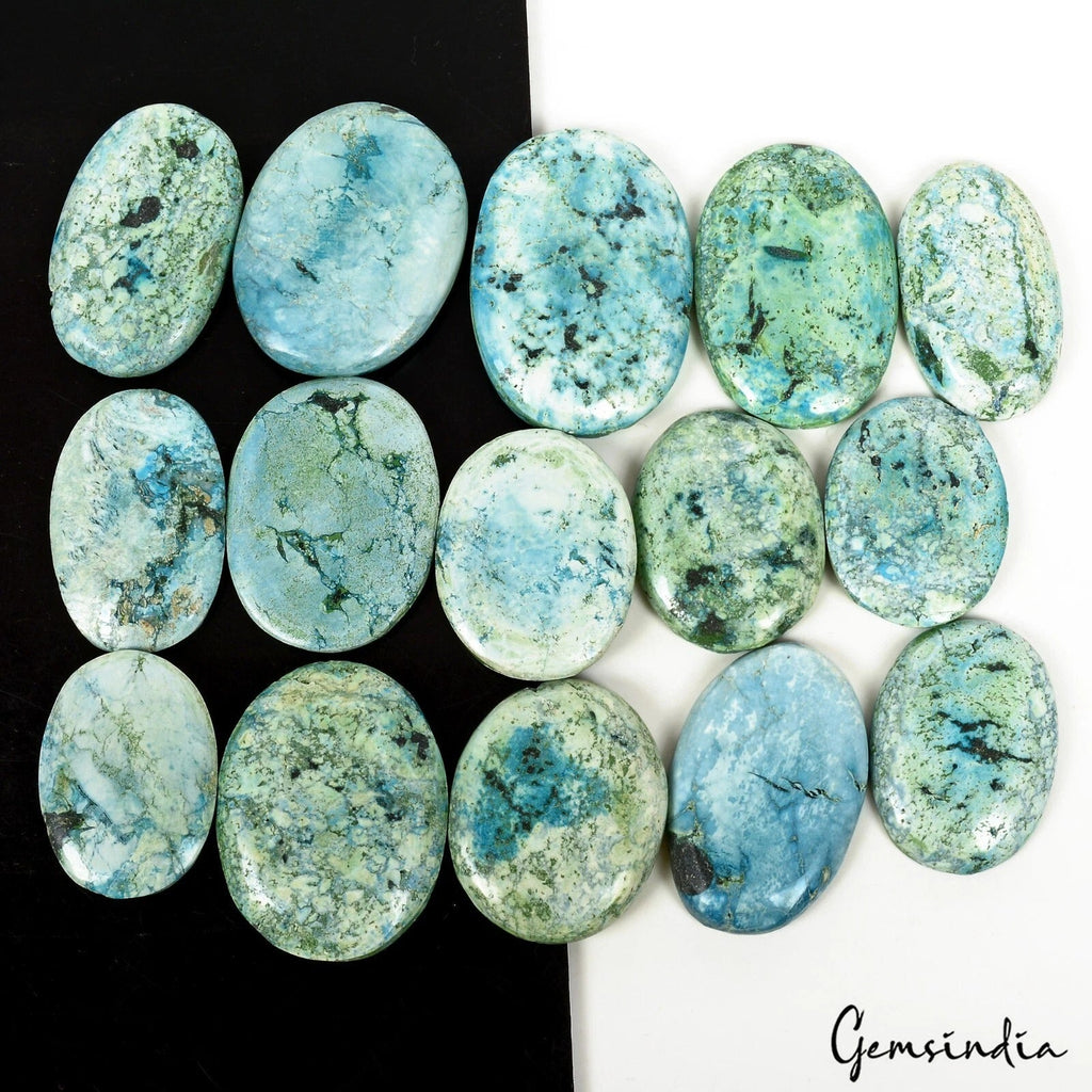 1290 Ct Green Blue Natural Turquoise Oval Shape Loose Cabochon 37-52mm Gemstones