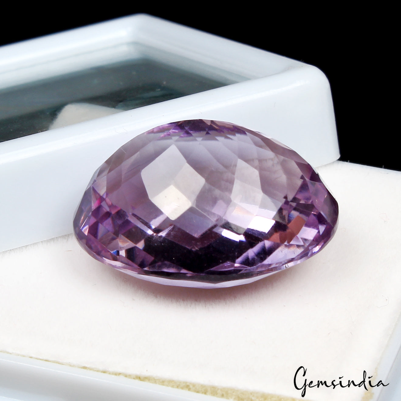 Natural Purple Amethyst 34.40 Ct. Oval Checker Cut Loose Untreated AAA Gemstone