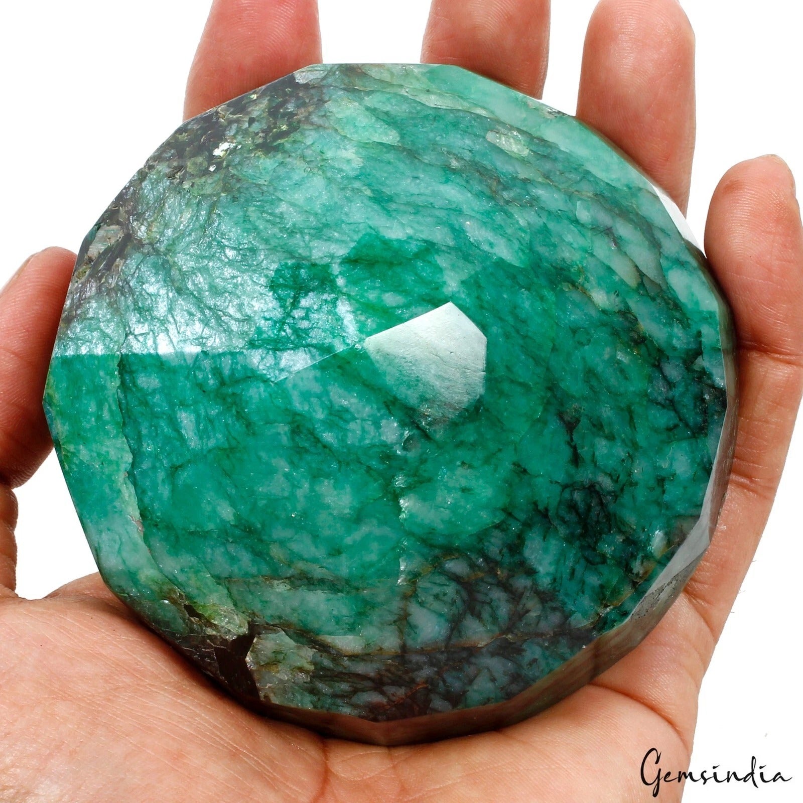 Museum Size 2700Ct Natural Brazilian Green w Silver Shine Emerald Round Huge Gem