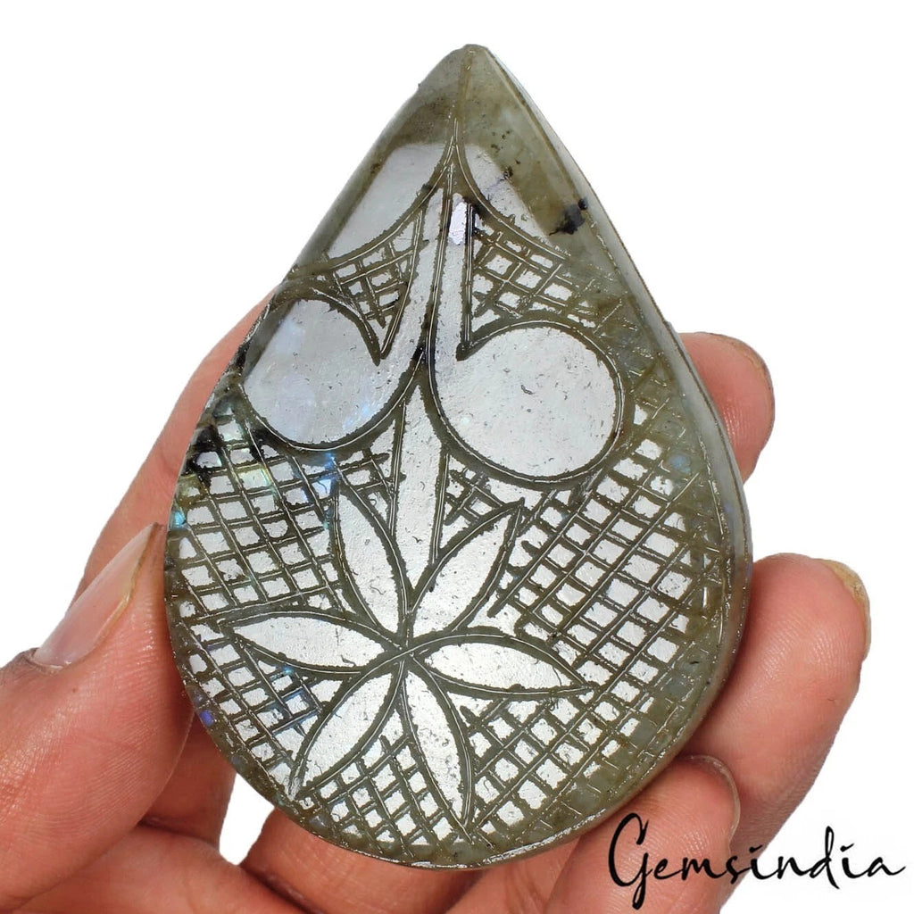 Labradorite Loose Gemstone, Untreated — 70 x 50 x 12mm, 380 Ct