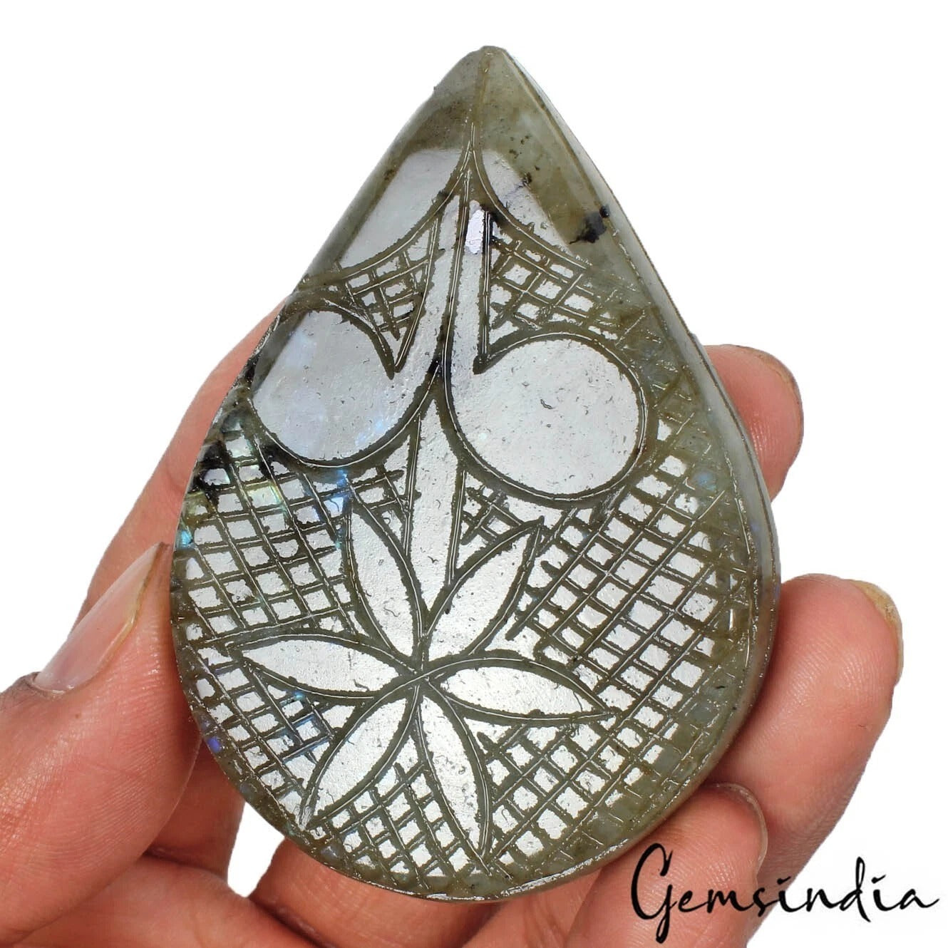 Labradorite Loose Gemstone, Untreated — 70 x 50 x 12mm, 380 Ct