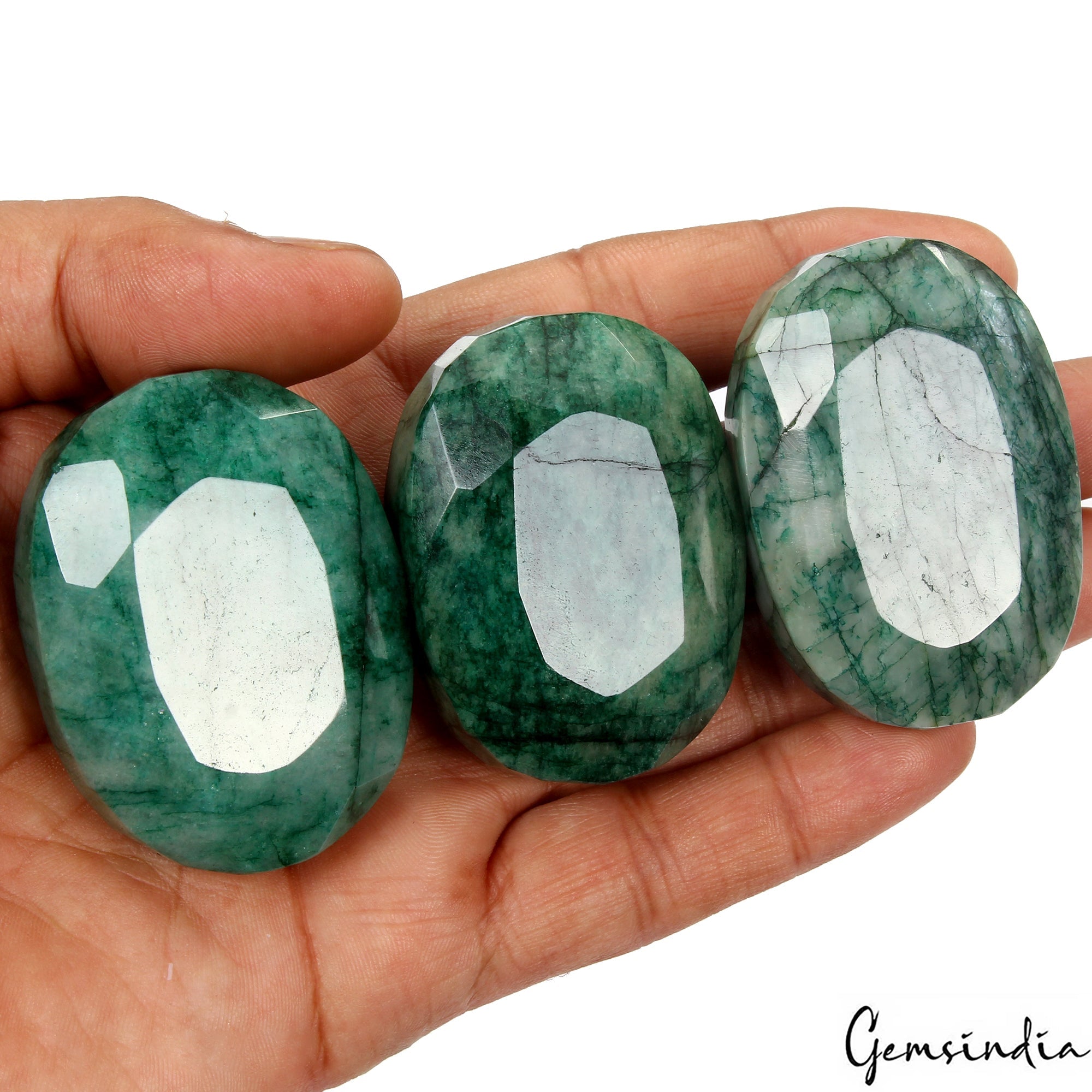 1230 Cts/3 Pcs Natural Green Emerald Oval Cut Loose 51-54mm Huge Gemstones Lot