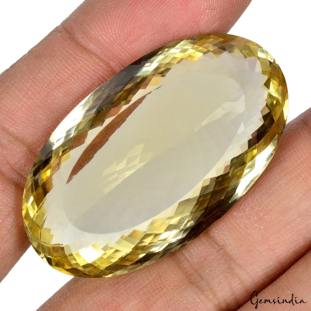 Citrine Loose Gemstone, Untreated, Yellow — 43x25x13 mm, 96.70 Ct, Brazil