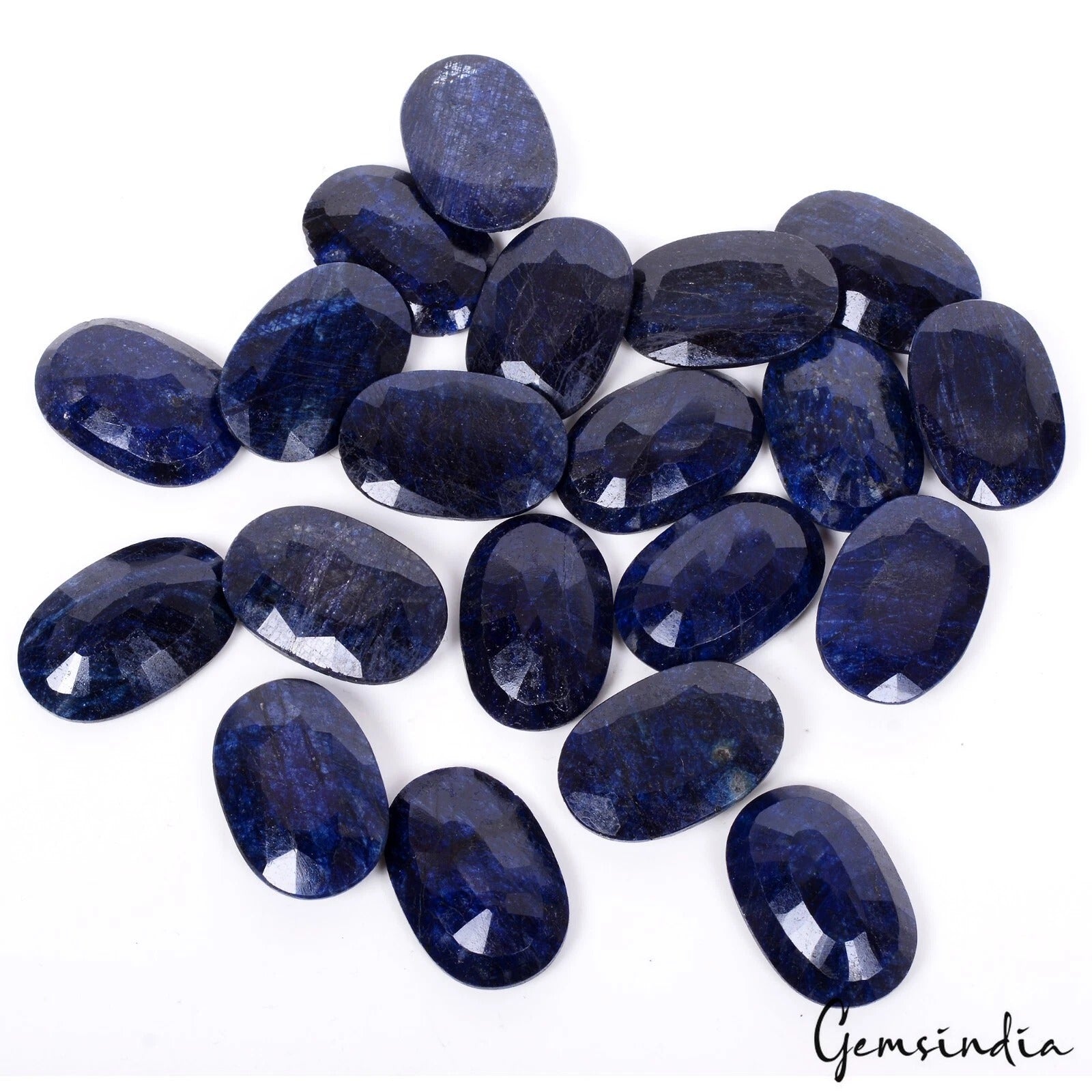 Blue Sapphire Lot, Loose Gemstone, Color Enhanced — 20 Pieces, 30x20 mm, 1020 Ct, Madagascar