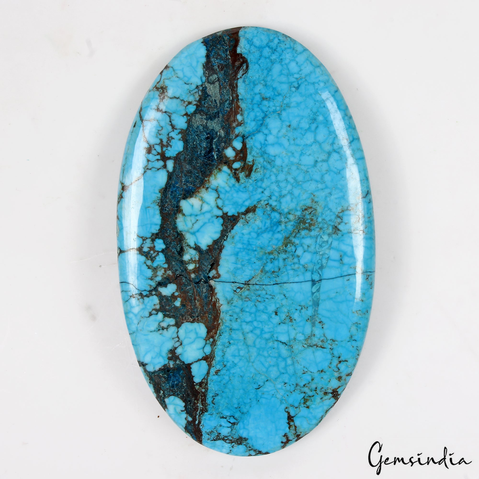 Turquoise Cabochon, Color Enhanced — 75x45x7 mm, 230 Ct