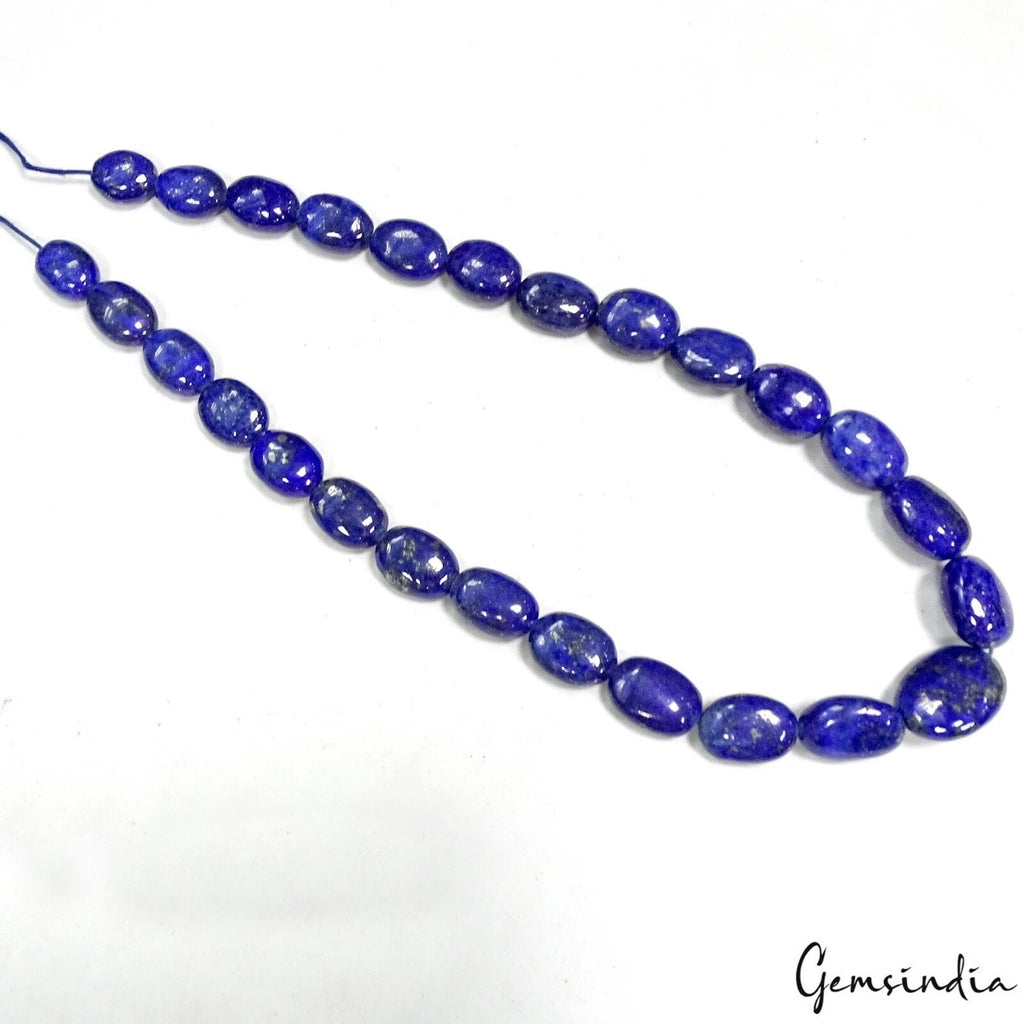 3750 Ct/10 Strands Natural Blue Lapis Lazuli Oval Cab Drill Bead Strands 18"each