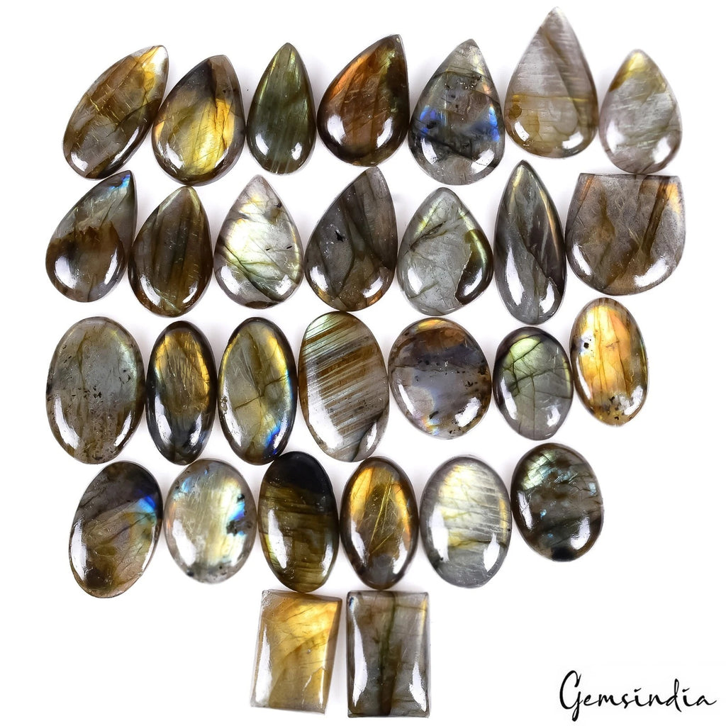 Labradorite Lot, Cabochon, Untreated — 29 Pieces, 22mm to 33mm, 720 Ct