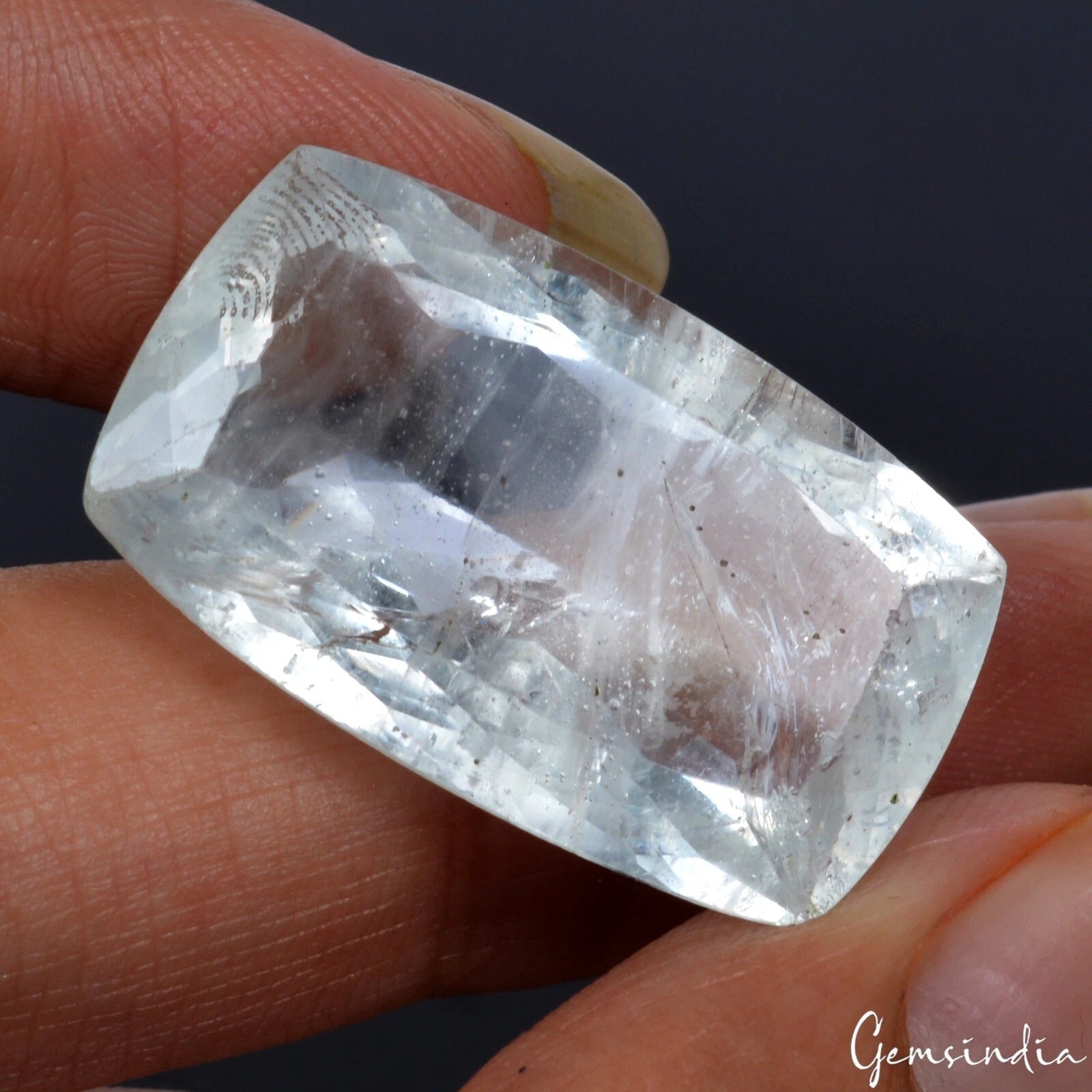 Certified 26.10 Cts Natural Untreated Brazilian Blue Aquamarine Cushion Cut Gem