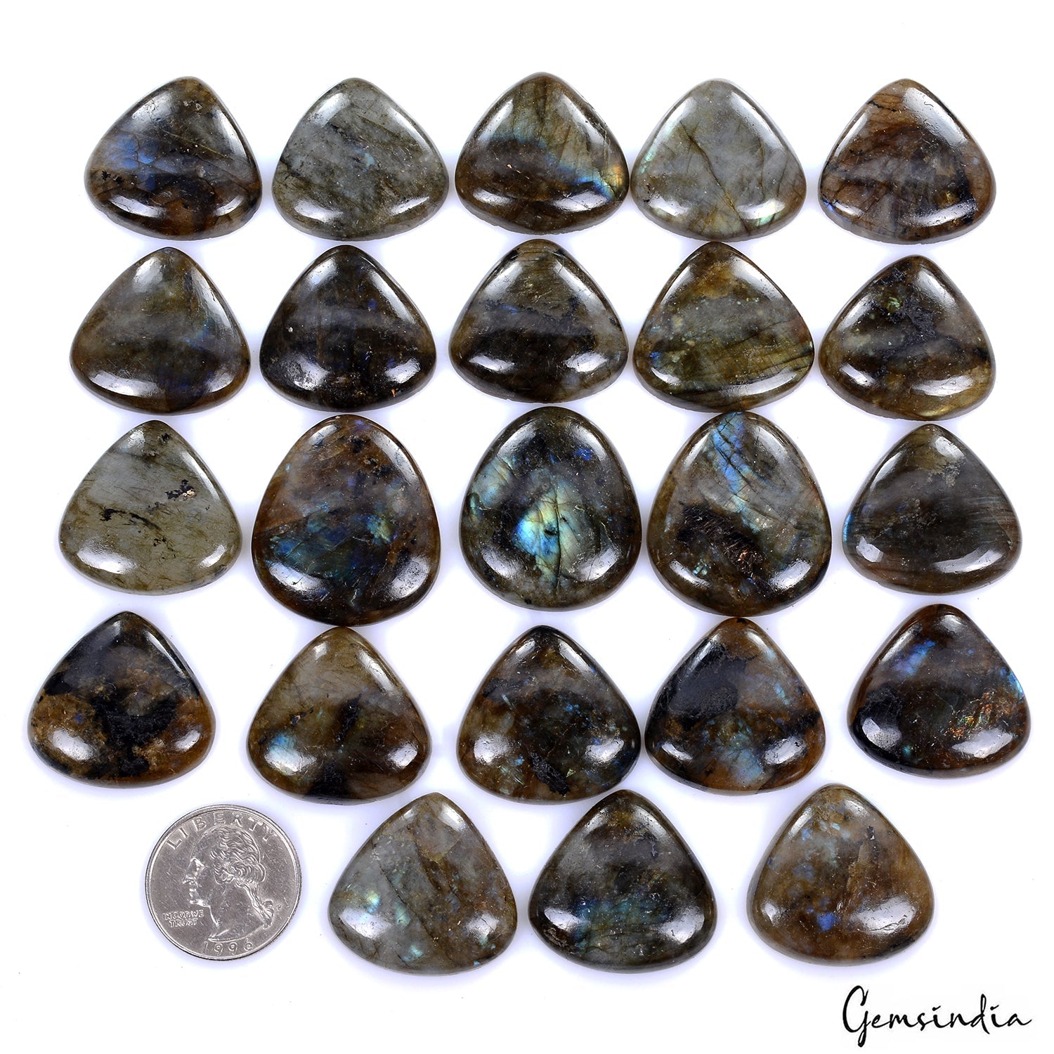 1020 Ct Natural Untreated Multi Shine Labradorite Trillion Cab Loose Gems lot