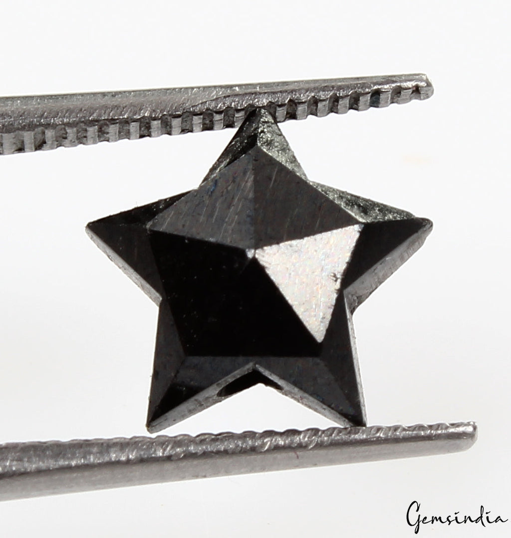 2.2 Carats 100% Natural Polished Star Shape Loose Earth Mined Black Diamond~10mm
