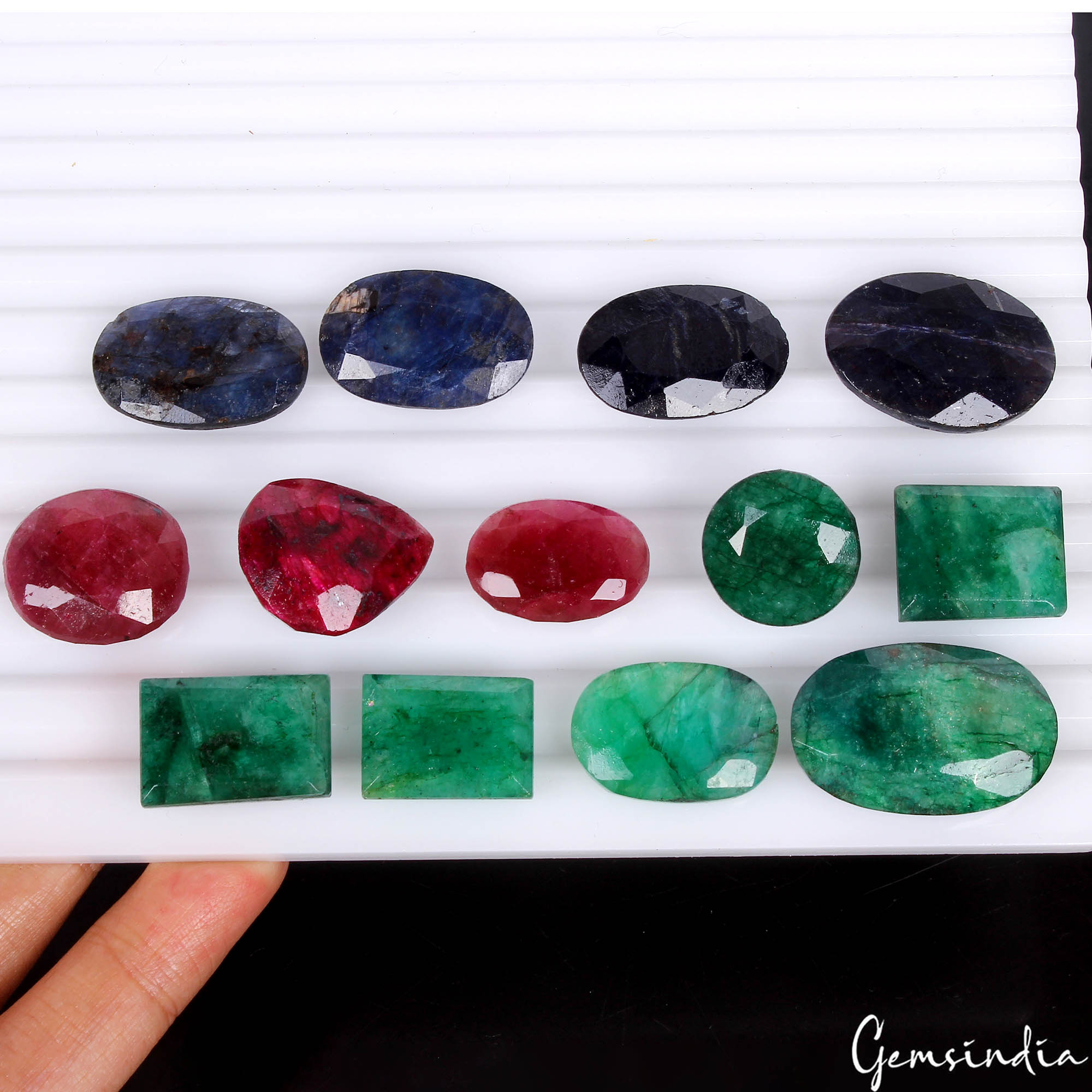 13 Pc Natural Emerald Ruby Sapphire Mix Cut Top Grade Certified Gemstones 300 Ct