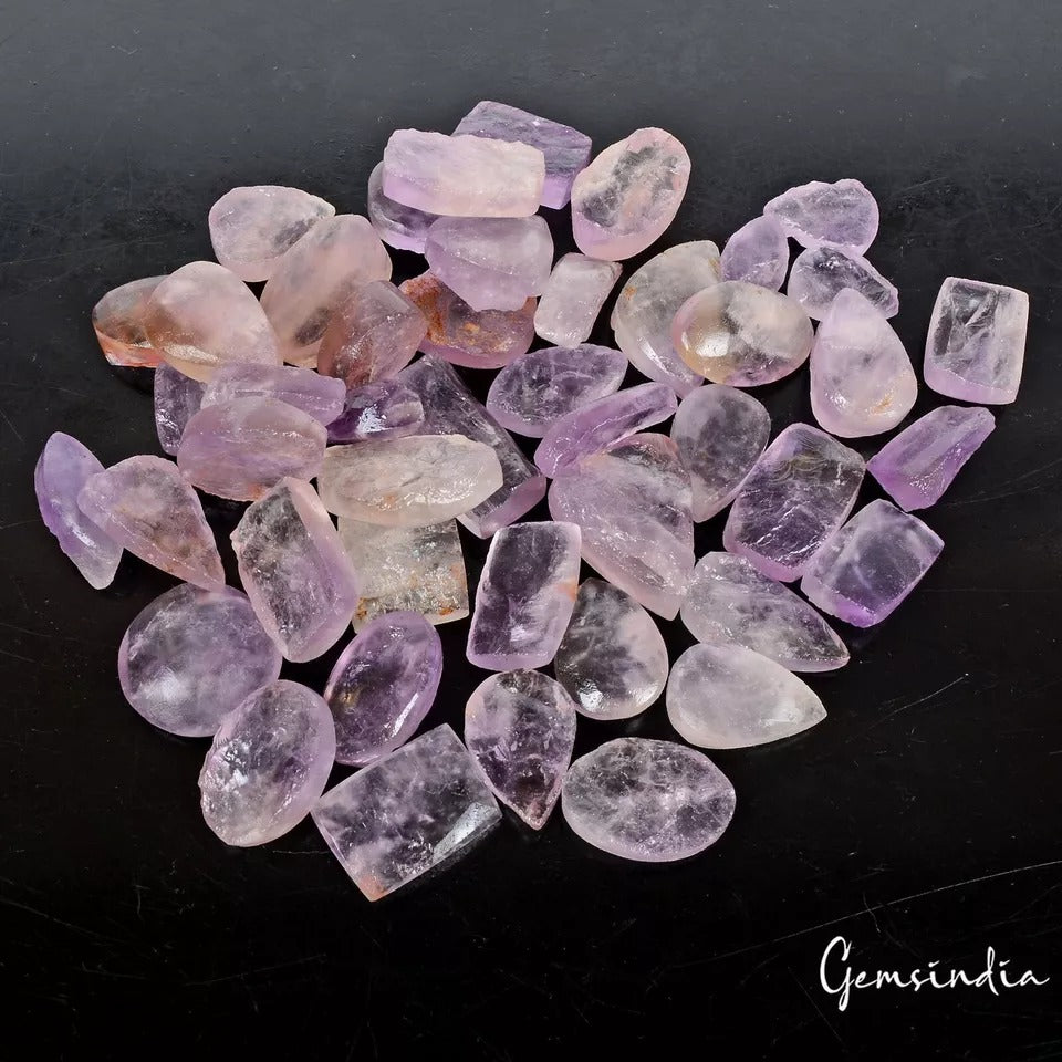 570 Ct/46Pcs Natural Untreated Purple Amethyst/Ametrine Druzy Mix Cut Loose Gems