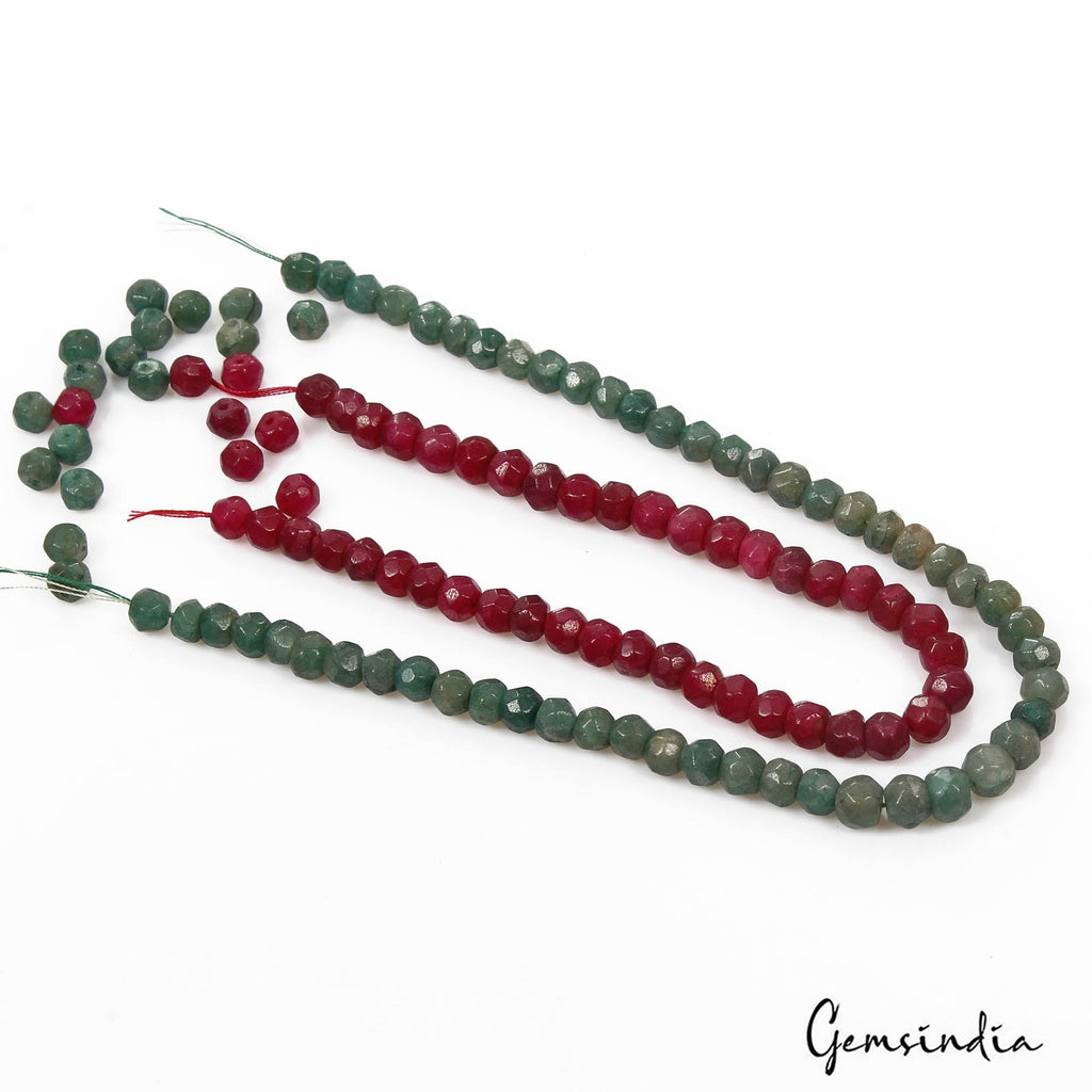 360 Ct/114 Pcs Natural Red Green Quartz Round Cut 7mm-8mm Drill Bead For Jewelry