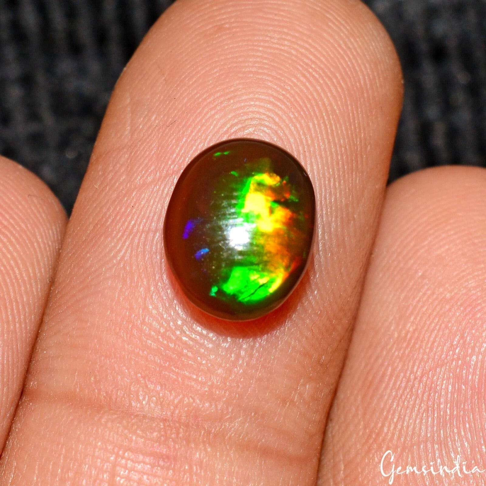 2.00 Ct Natural Ethiopian Opal Oval Cabochon Multi Fire Loose Gems For Jewelry