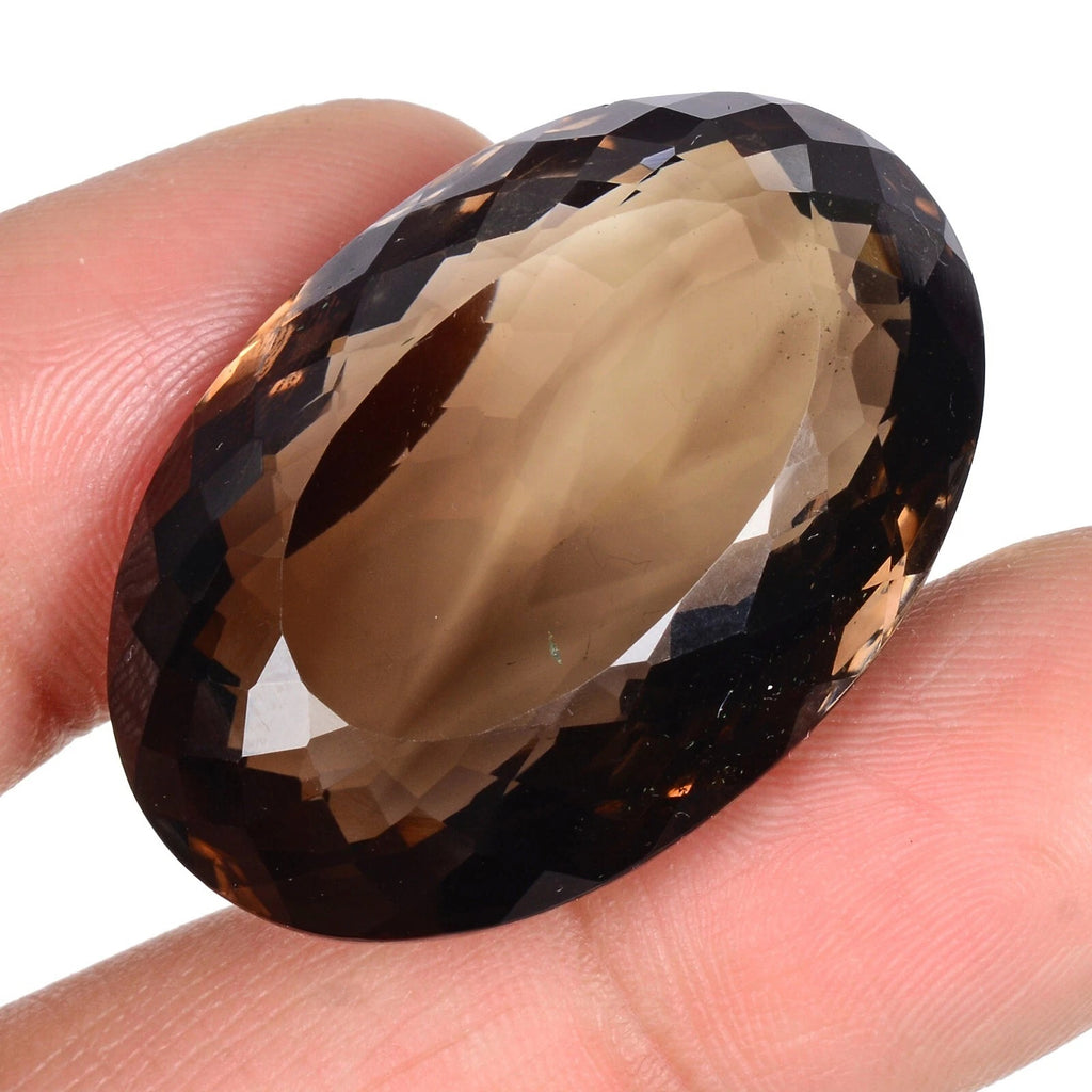 Smoky Quartz Loose Gemstone, Oval Cut, Untreated — 35x24x15 mm, 85.40 Ct, Madagascar