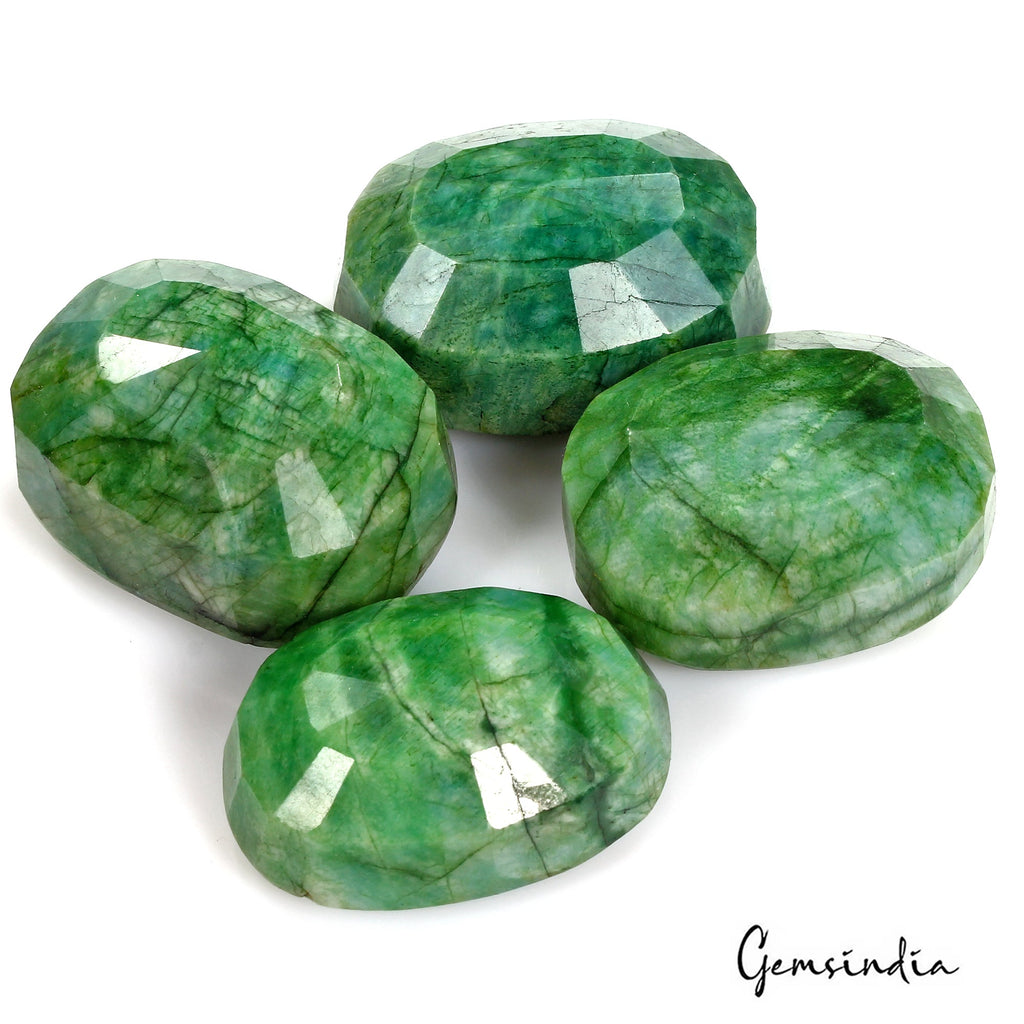 1280 Cts/4 Pcs Natural Brazilian Green Emerald Oval Cut Loose Wholesale Gems Lot