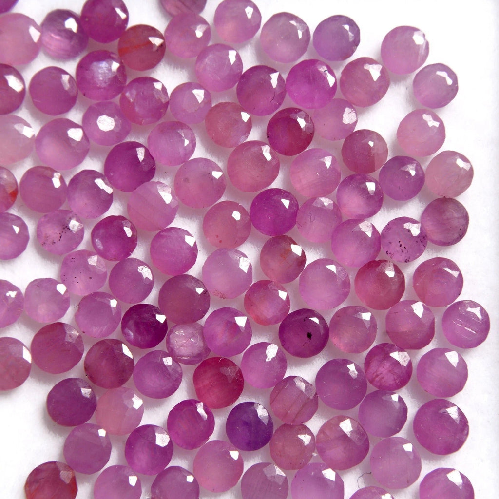 Natural Ruby CERTIFIED Red Round Cut 3 mm Size Lot AAA+ Quality 100 Pcs Gemstone