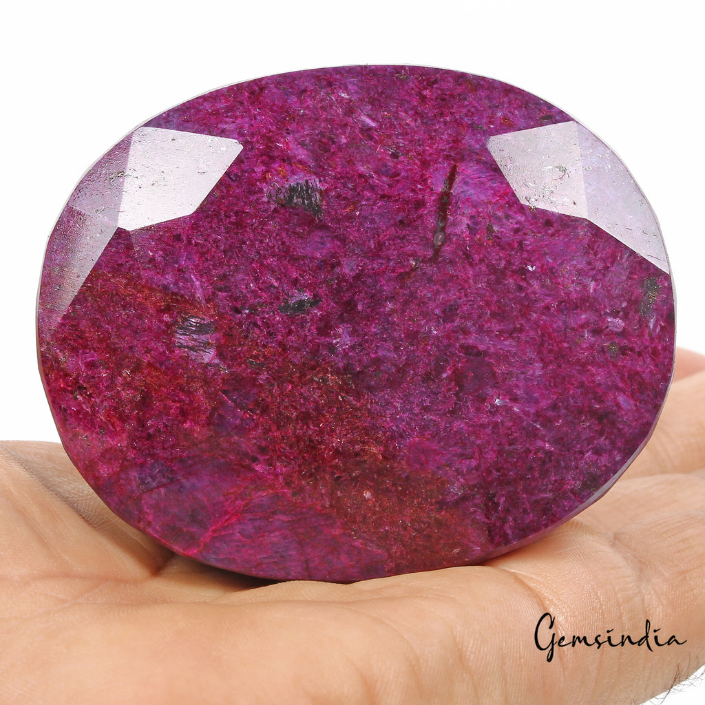 Ruby Loose Gemstone, Color Enhanced, Dark Red — 73x59x40mm, 2040 Ct, Madagascar