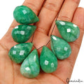 7 Pc Natural Green Emerald Pear Checker Cut Bead/Briolettes Drilled Gems~ 400 Ct