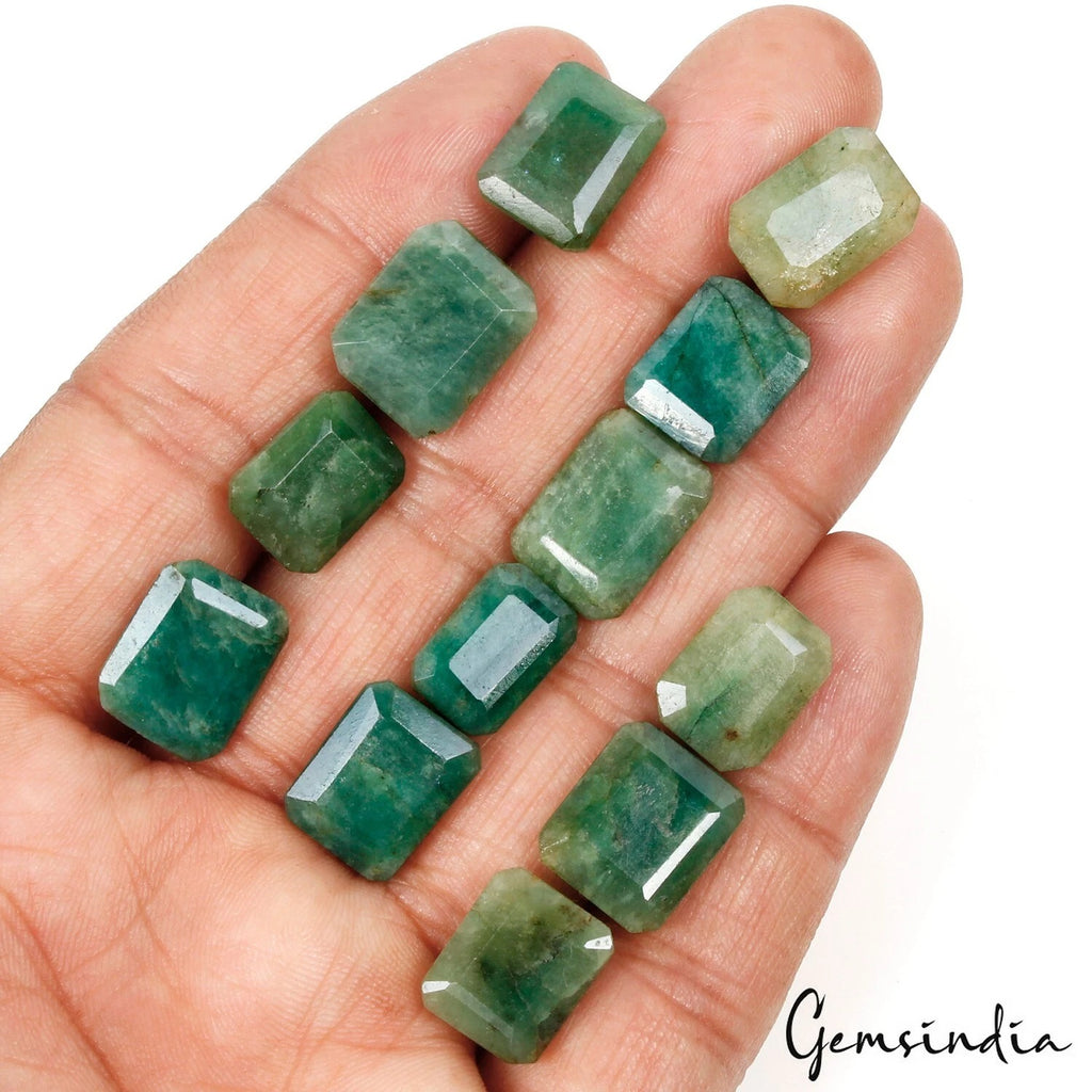 Brazilian Emerald Lot, Loose Gemstone, Color Enhanced, Green — 12 Pieces, 13mm to 15mm, 94.40 Ct, Brazil