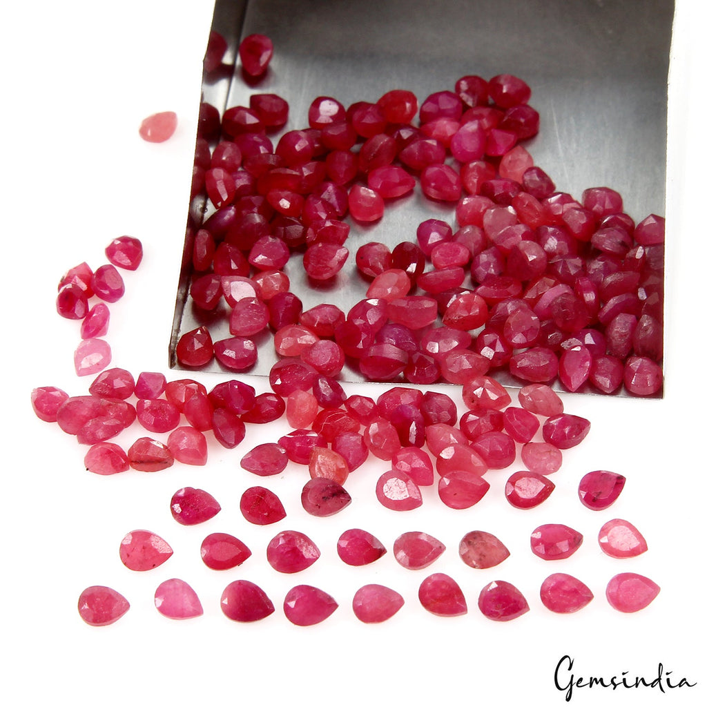 48.90Ct Natural Red Ruby Pear Cut 4x3mm Loose Gemstones for making Jewelry~182P
