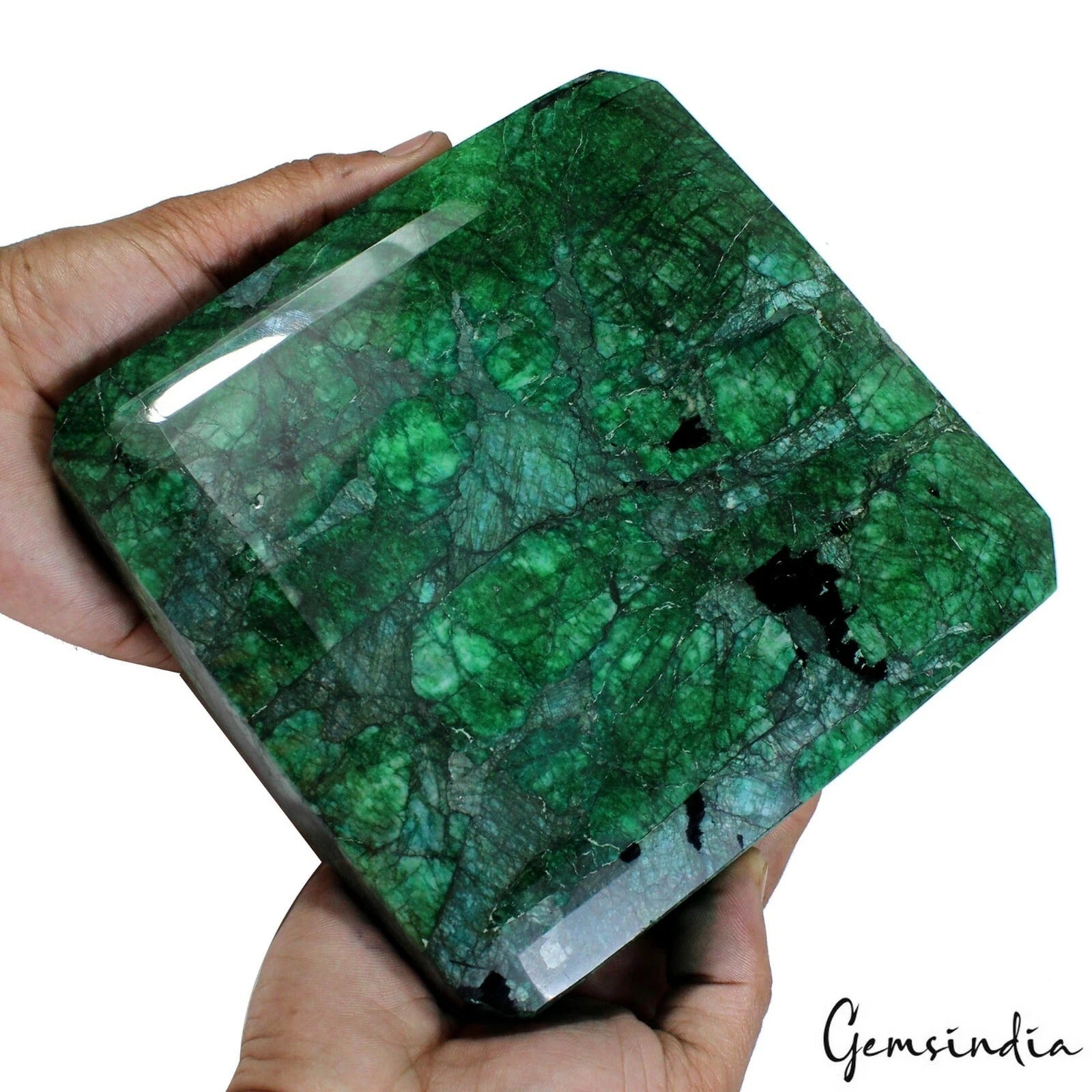 Huge 2.65 Kilo Green Brazilian Emerald Octagon Cut Faceted Earth Mined Loose Gem