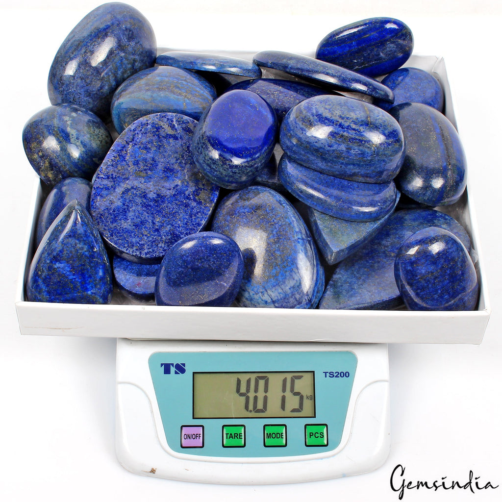 4 Kilo Natural Blue Lapis Lazuli Gold Flecks Mix Cabochon Wholesale Lot ~29 Pcs