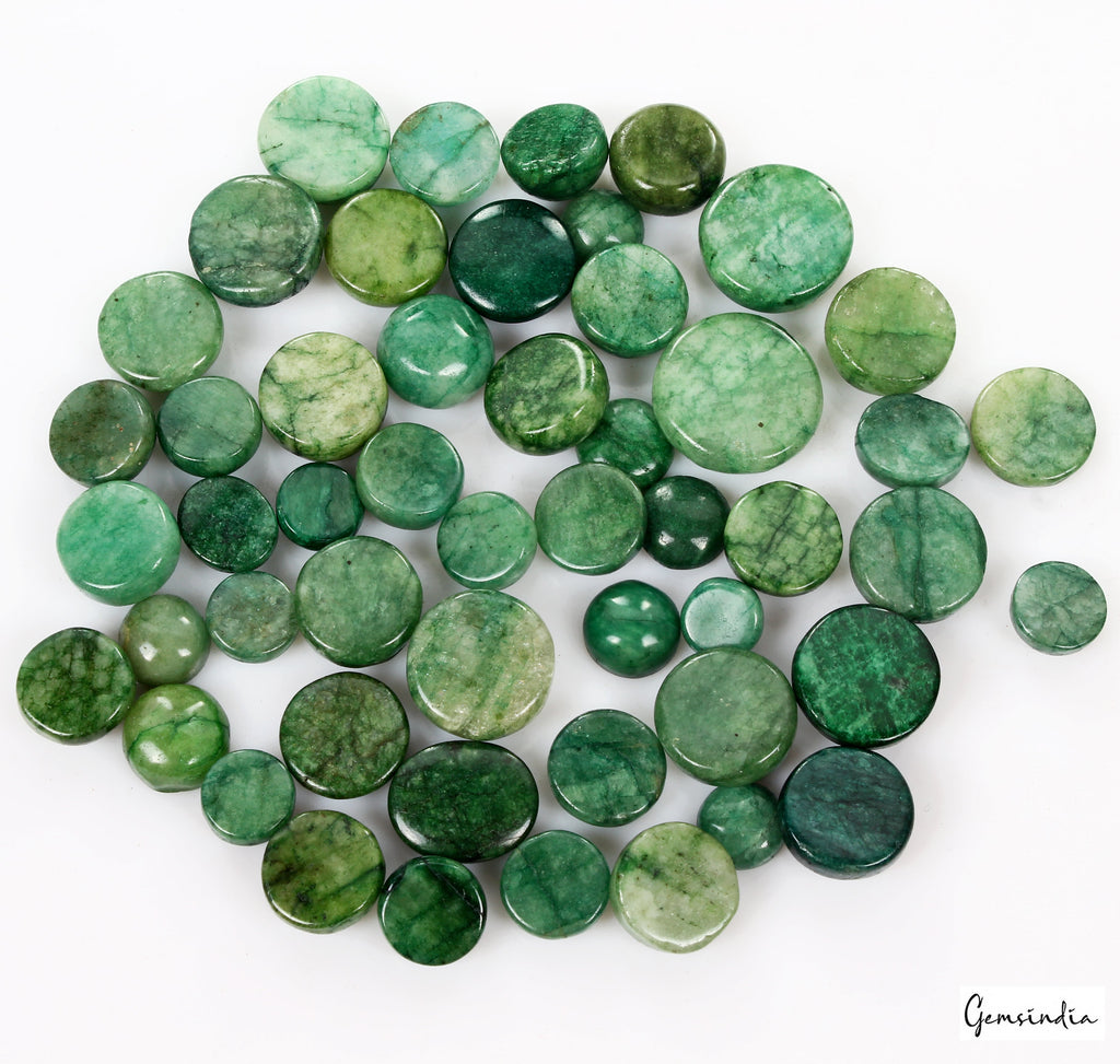 Natural 800 Cts Brazilian Green Emerald Round Cabochon Loose Gemstone Lot 51 Pcs