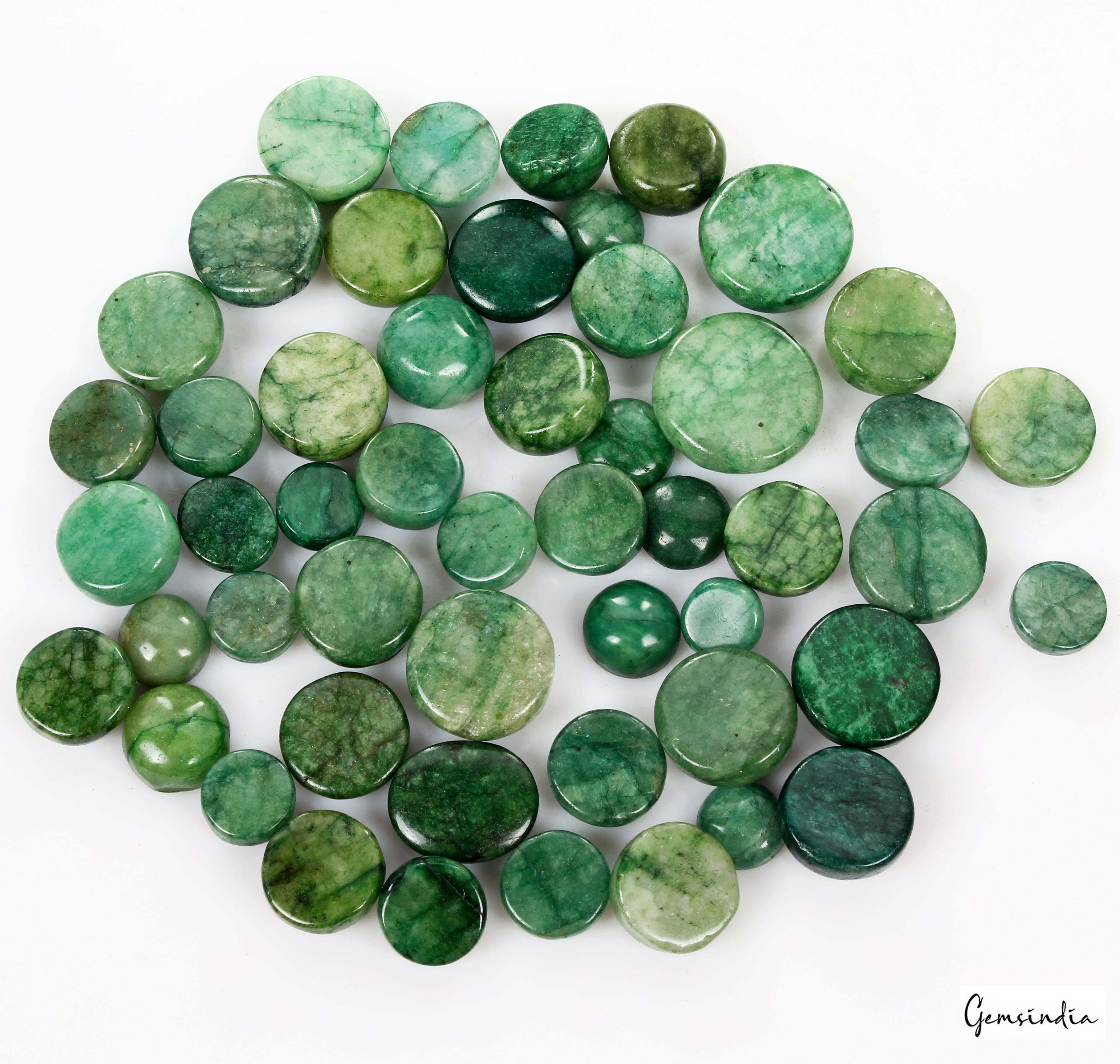 Natural 800 Cts Brazilian Green Emerald Round Cabochon Loose Gemstone Lot 51 Pcs