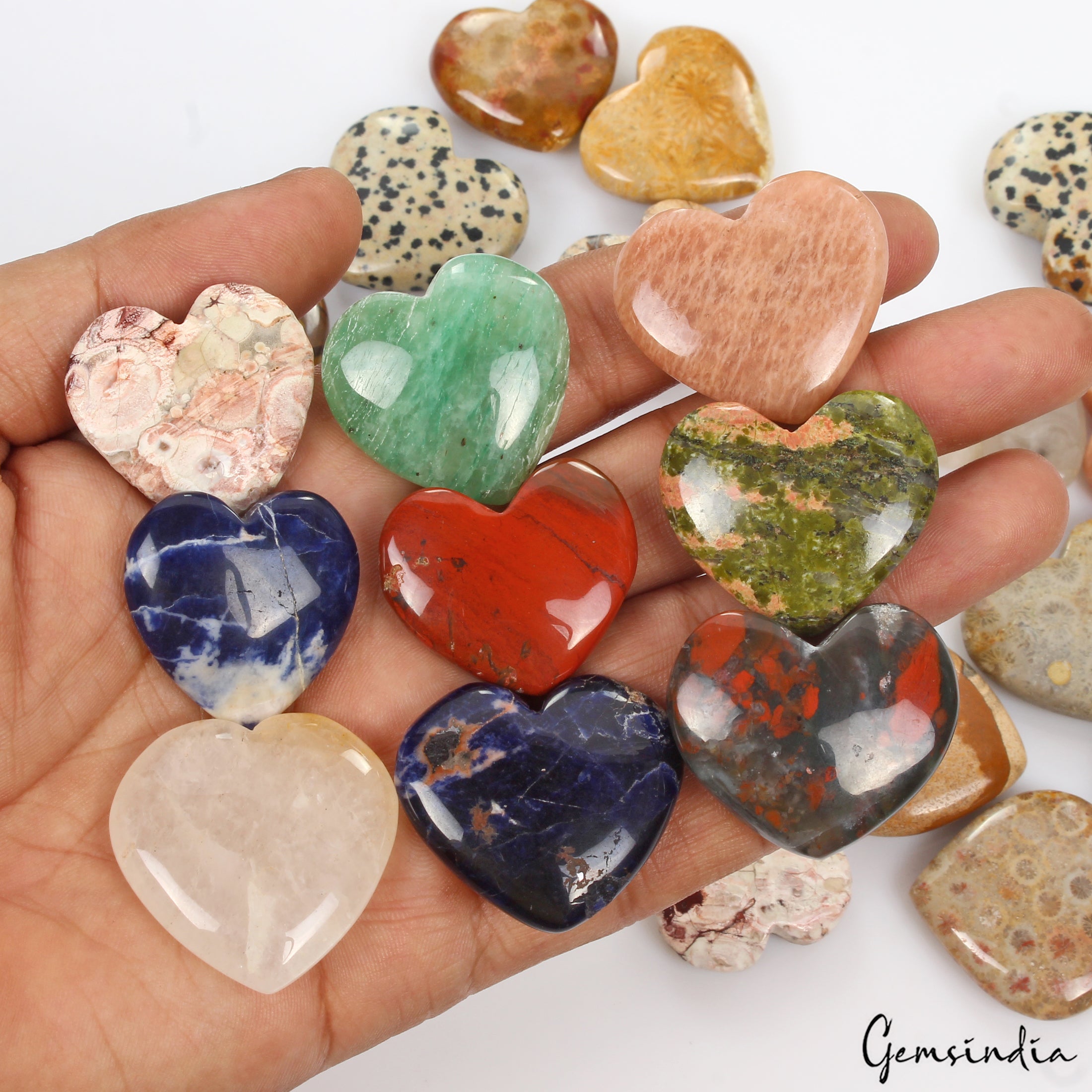 Mini Healing Crystal Heart Gemstone Heart Crystal Pendant Accessories 23 Pcs Lot