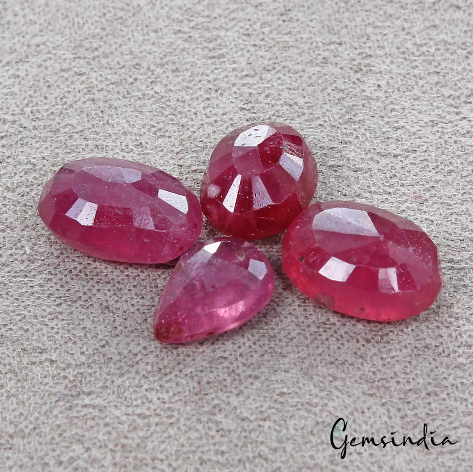 Ruby Lot, Loose Gemstone, Heated, Red — 4 Pieces, 9mm to 11mm, 16.60 Ct, Mozambique