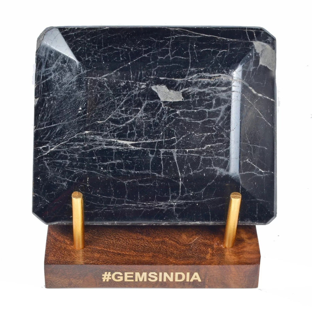 590 Gram Natural Rare Black Tourmaline Emerald Cut Earth Mined Huge Gemstone