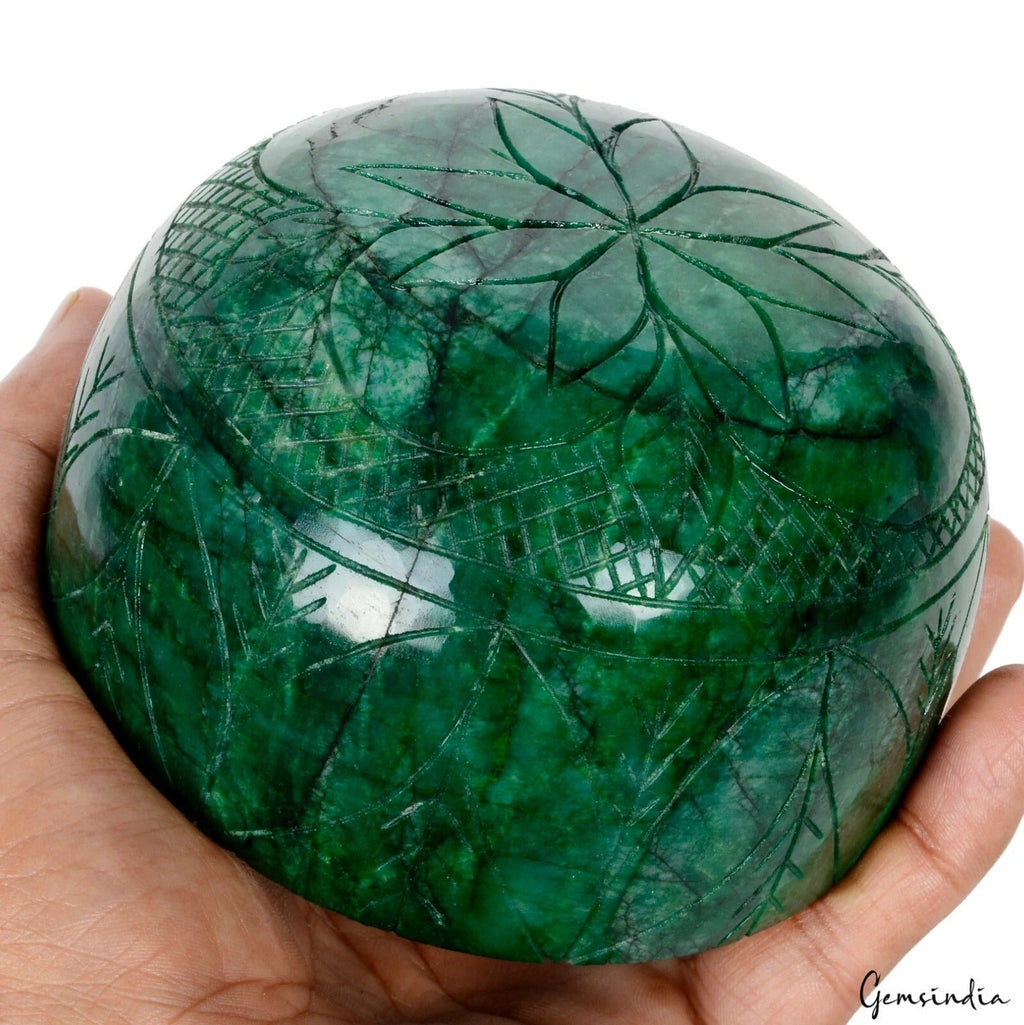 Museum Size 6520 Cts Natural Brazilian Green Emerald Round Carved Certified Gem
