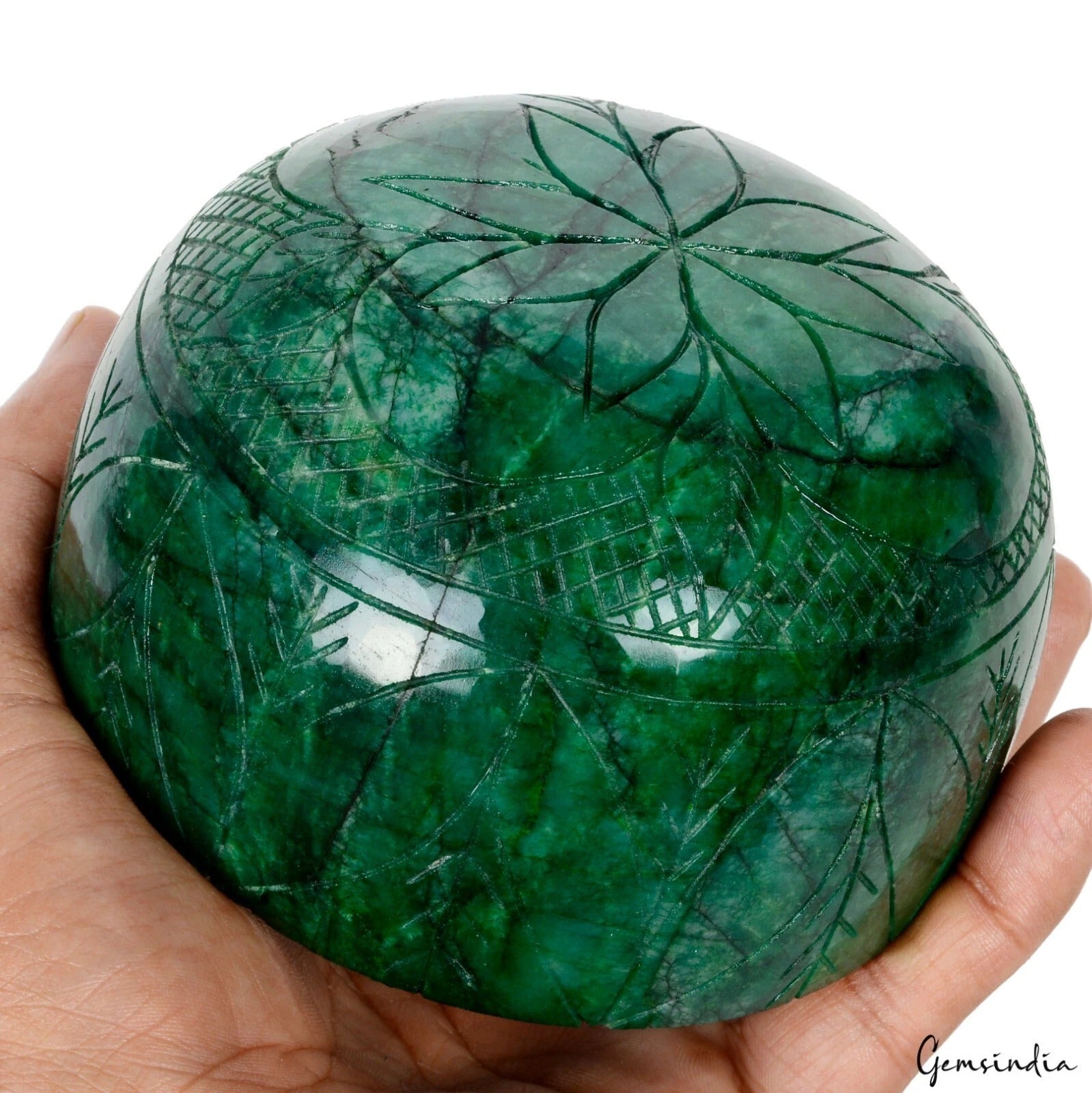 Museum Size 6520 Cts Natural Brazilian Green Emerald Round Carved Certified Gem