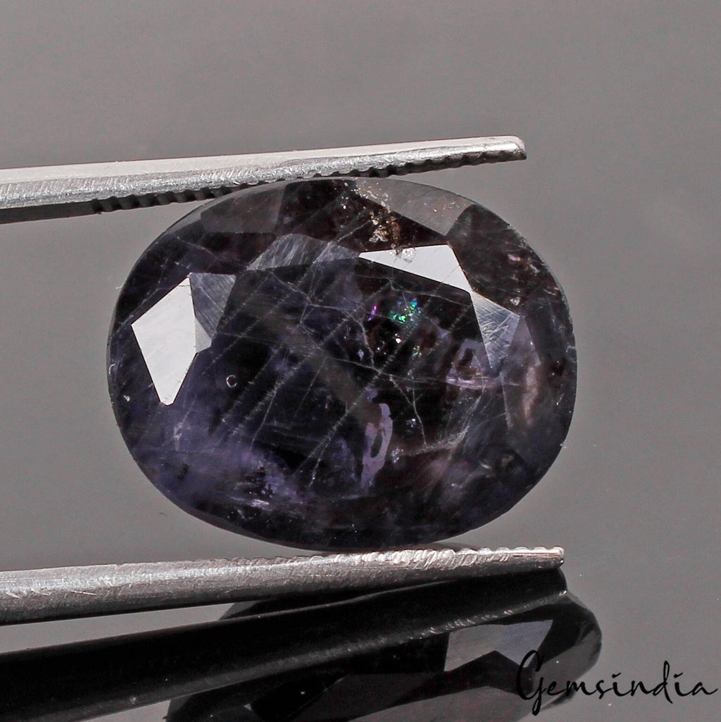 8.40 Cts Natural Untreated Dark Blue Iolite Oval Faceted Cut Loose Gem For Ring