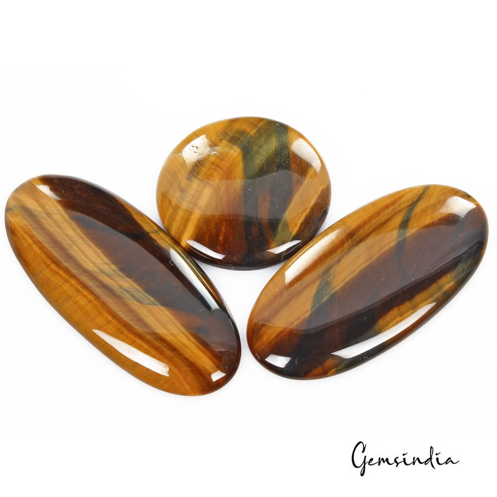 213.50 Cts/3 Pcs Natural Untreated Bi Color Tiger Eye Mixed Cab Gems For Jewelry