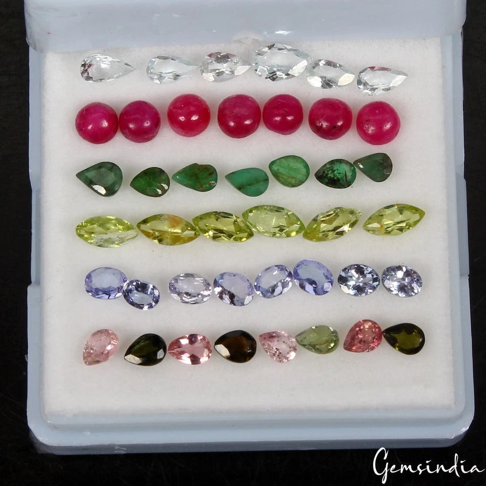 42Pcs Estate Genuine Semi Precious Loose Mix Cut Multi Gemstone Lot Collection
