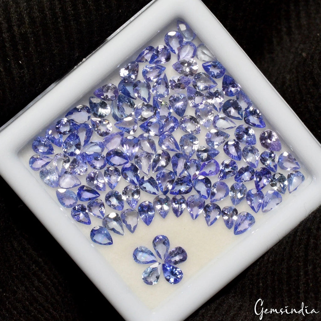 Tanzanite Lot, Loose Gemstone, Untreated, Blue — 105 Pieces, 4x3mm, 13.70 Ct, Tanzania