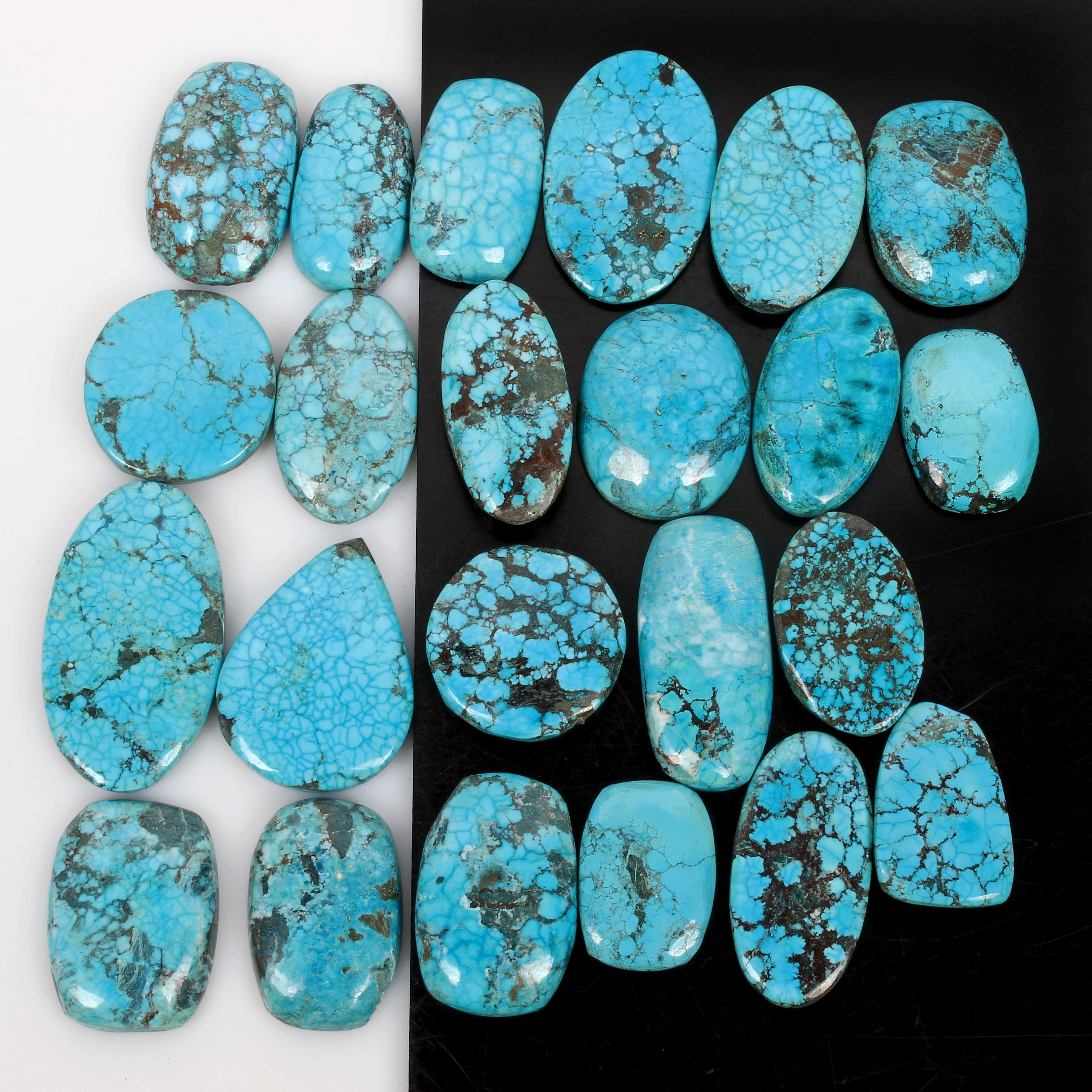 940 Ct Natural Spiderweb Blue Turquoise Mix Cabochon Loose Gemstone Lot 23  Pcs