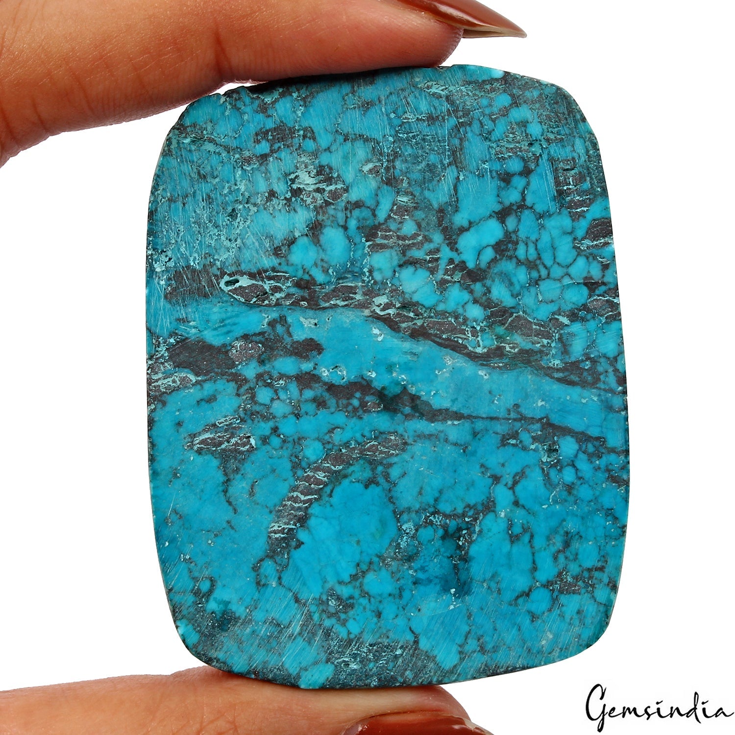 Spiderweb Blue Turquoise Cushion Cab Arizona 230 Cts Museum Size Loose Gemstone