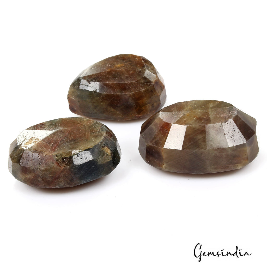 950 Ct/3 Pcs Natural Untreated Brown Blue Sapphire Mix Cut Earth Mined Gems Lot