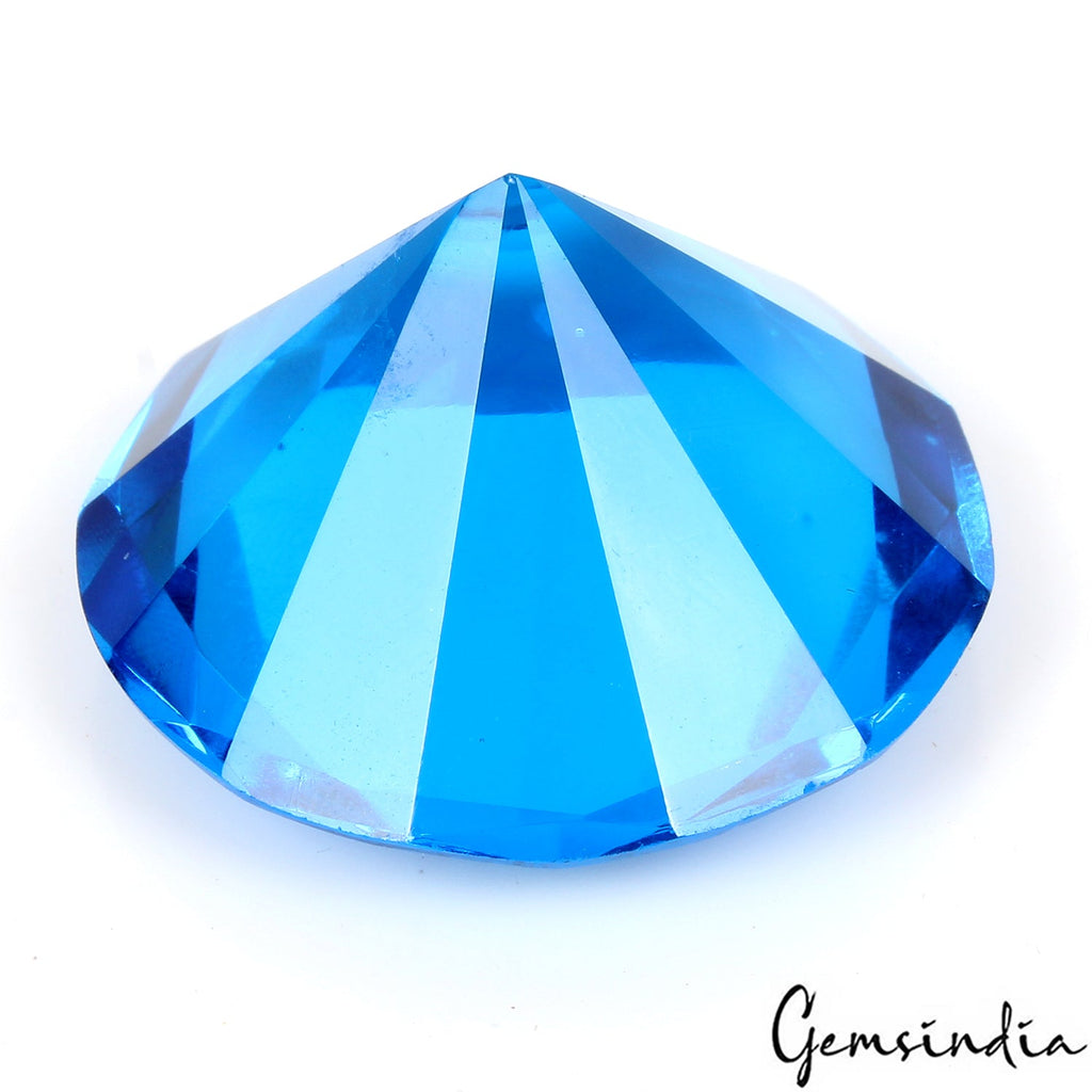 74.60 Cts Hydro Blue Sapphire Round Diamond Cut Loose Jewelry Gemstone~78x62mm